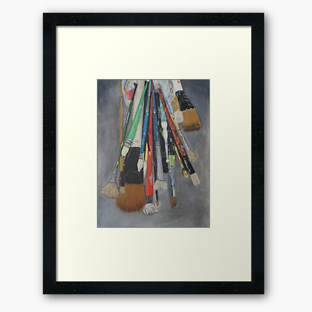 paint brushes, Artists tools artwork, Art themed wall decor, Paintbrushes on table wall art, Studio decoration, Painting tools painting, Artistic inspiration art print, Painters tools décor