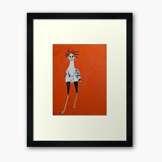 Secretary bird art print, bird artwork, bird themed wall decor, Bird lovers poster, Secretary bird wall art, Bird of prey painting, Graceful secretary bird art print, Unique avian décor