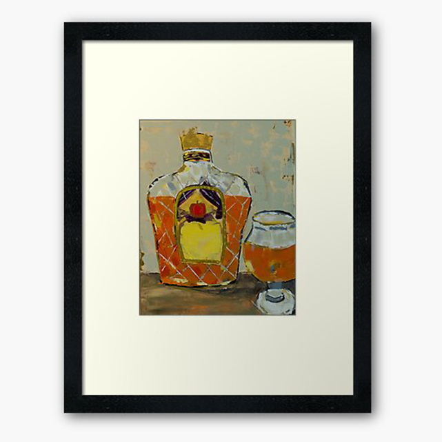 Crown Royal whiskey art print, Whiskey bottle artwork, Liquor themed wall decor, Whiskey themed poster, Distillery wall art, Crown Royal painting, Regal whiskey decor