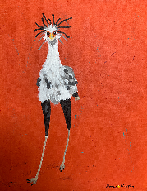 Secretary bird art print, bird artwork, bird themed wall decor, Bird lovers poster, Secretary bird wall art, Bird of prey painting, Graceful secretary bird art print, Unique avian décor