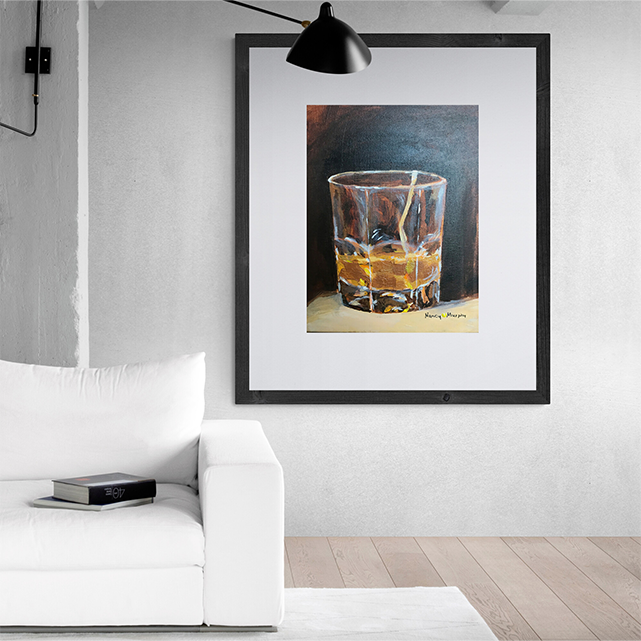 Bar art, Whiskey glass artwork, Bar themed wall decor, Classic cocktail poster, Whiskey on the rocks wall art, Whiskey painting, Refreshing drink art print, Relaxing drink décor