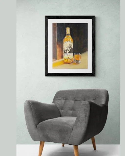 Pappy Van Winkle bottle art print, Bourbon whiskey artwork, Whiskey themed wall decor, Pappy Van Winkle wall art, Bourbon painting, Rare whiskey art print, Whiskey collectors décor
