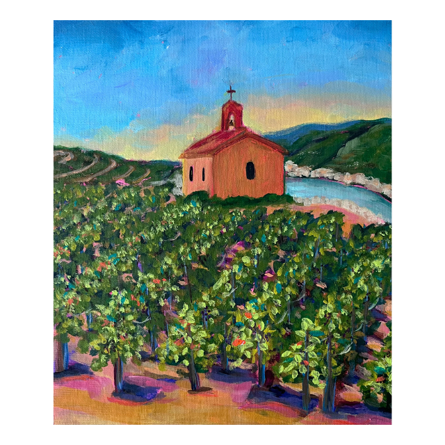 Hermitage vineyard art print, French vineyard wall art, Rhône Valley wine decor