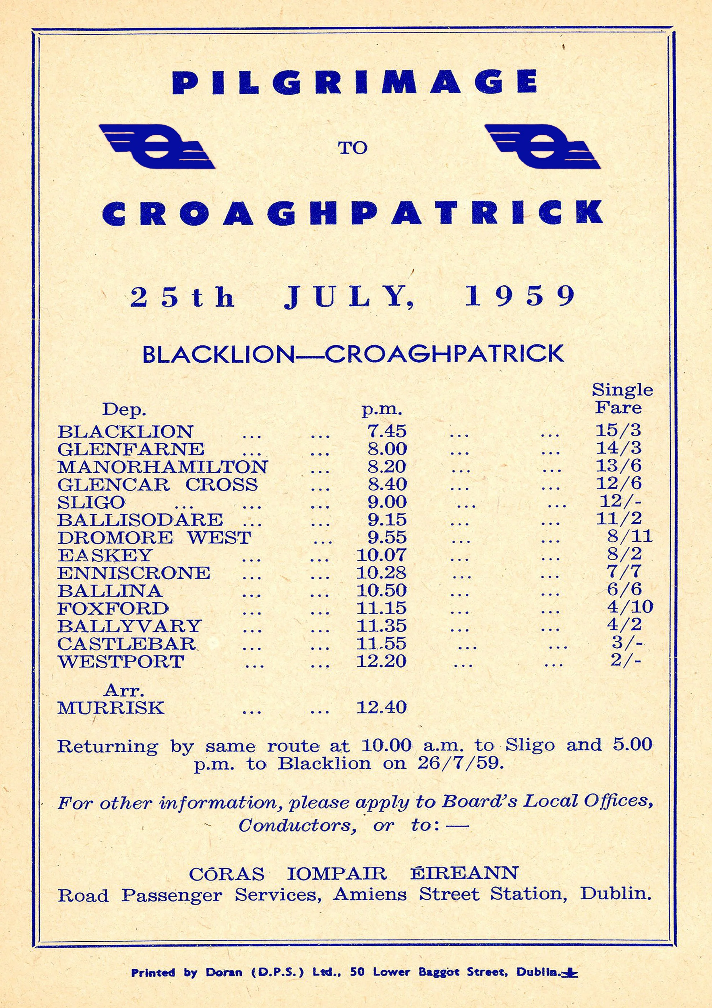 CIE PILGRIMAGE POSTER 1959. A4 MOUNTED PRINT