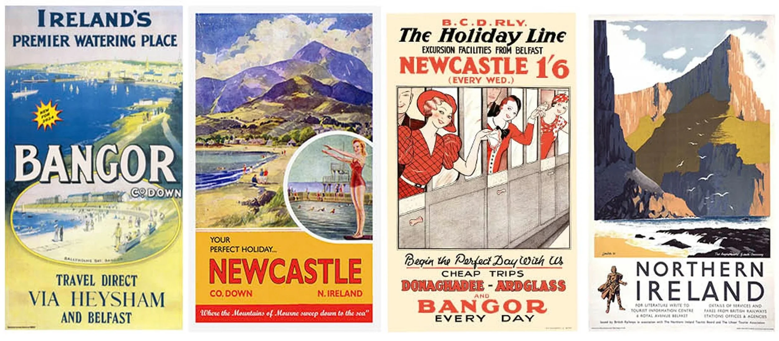 4 NORTHERN IRELAND VINTAGE POSTERS MUG