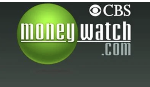 CBS MoneyWatch logo with green sphere and white and gray text on dark background.