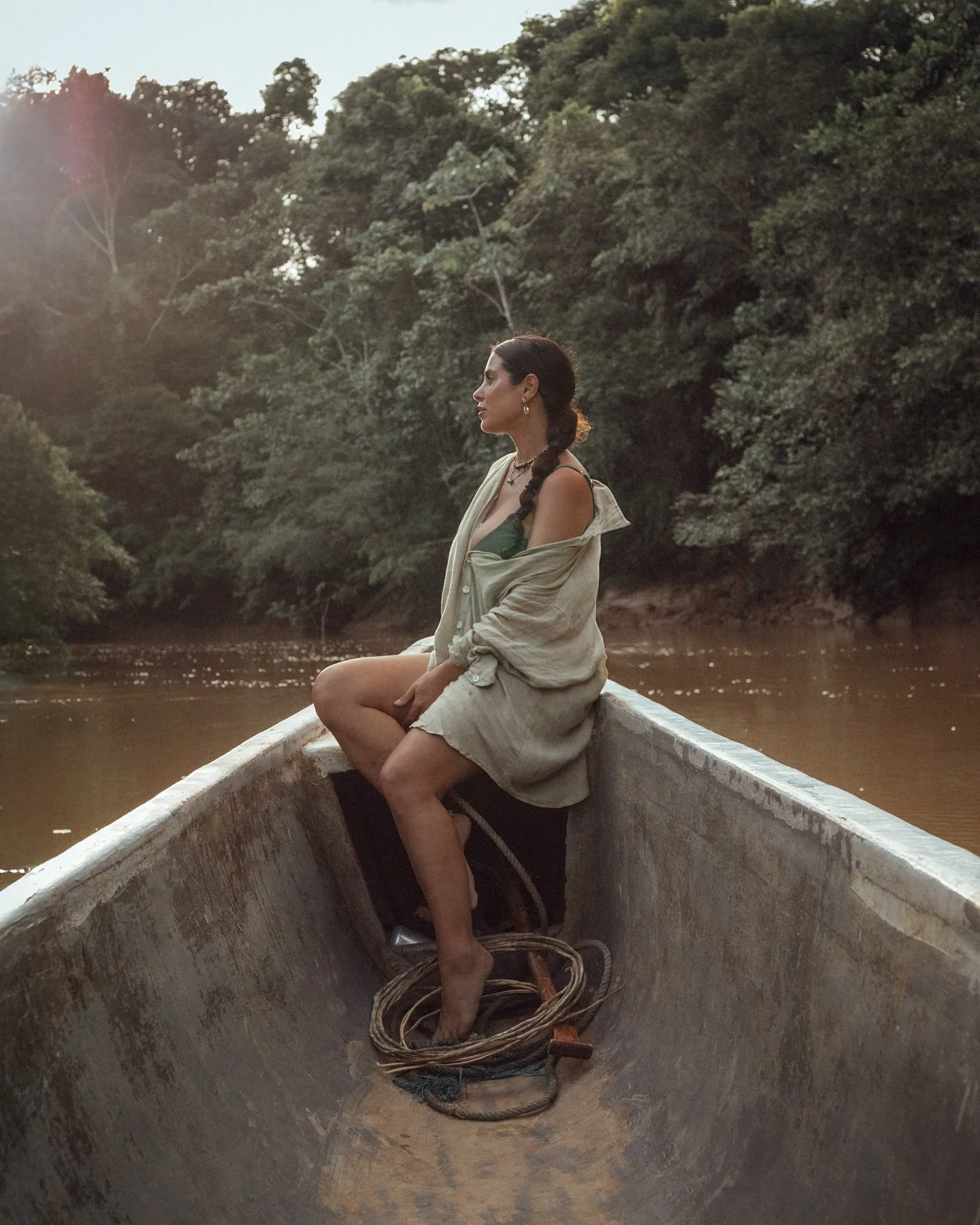 Nicole at the bow, steady and quiet, looking ahead as the river carried us out of the Amazon. She&rsquo;s been my companion through so many adventures, and this journey with the Waorani is one I&rsquo;ll never forget. Though our days here have come t