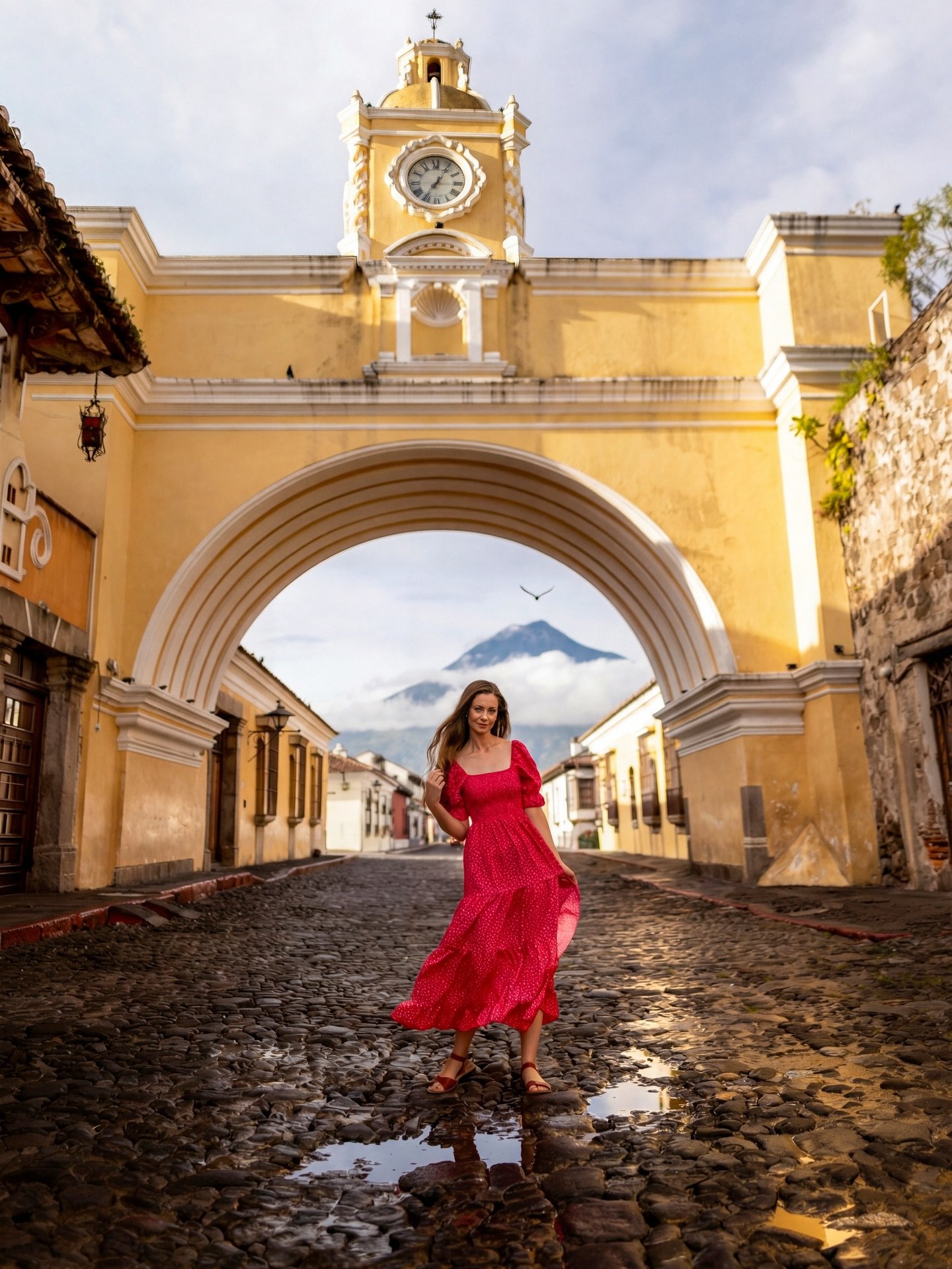 Antigua, Guatemala.

The arch. The volcano rising behind it. Morning light on old stone.

Travel has always meant something to me.
But I&rsquo;ve learned it means something different when you&rsquo;re not experiencing it alone.

The colors feel riche