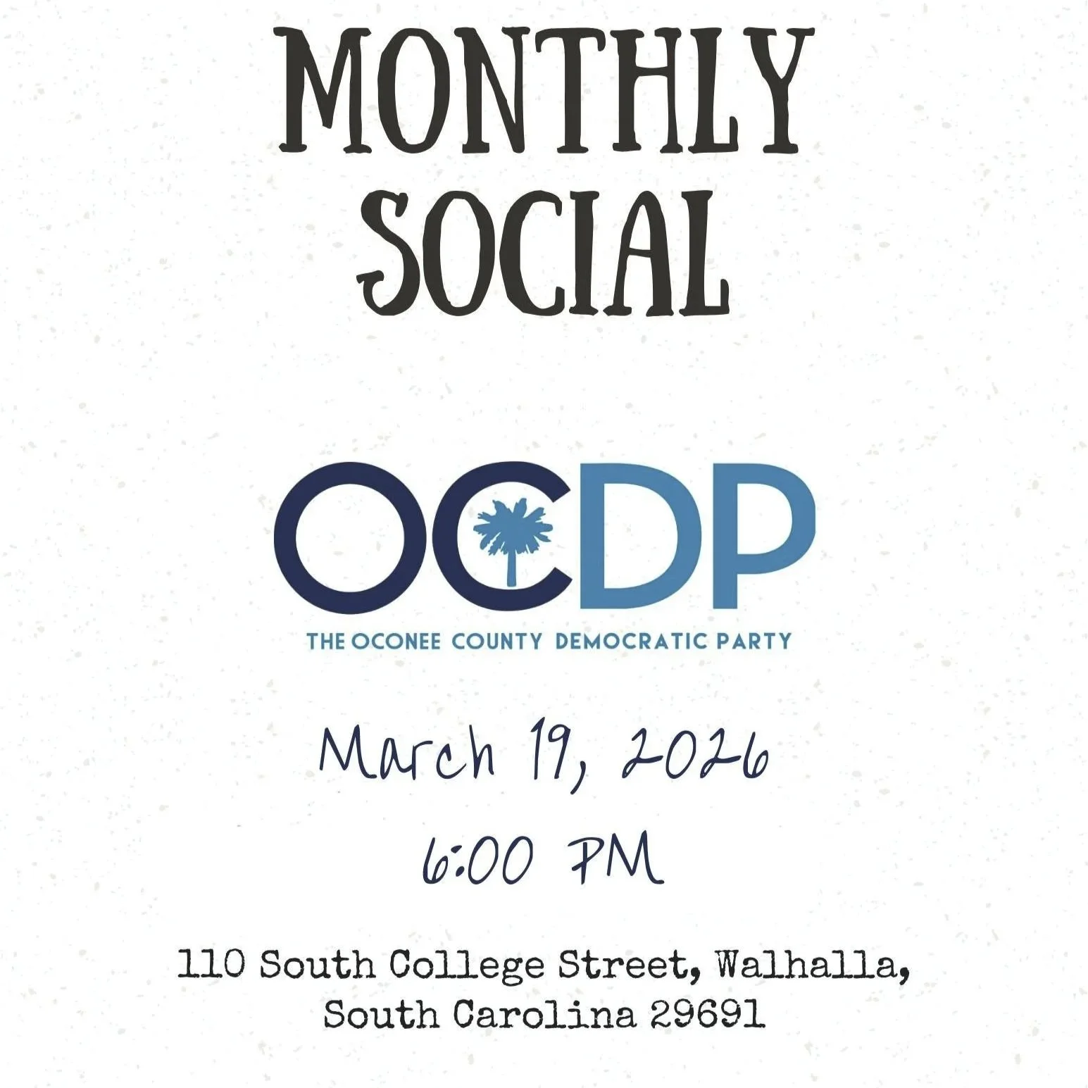 Oconee County Democratic Party Monthly Social