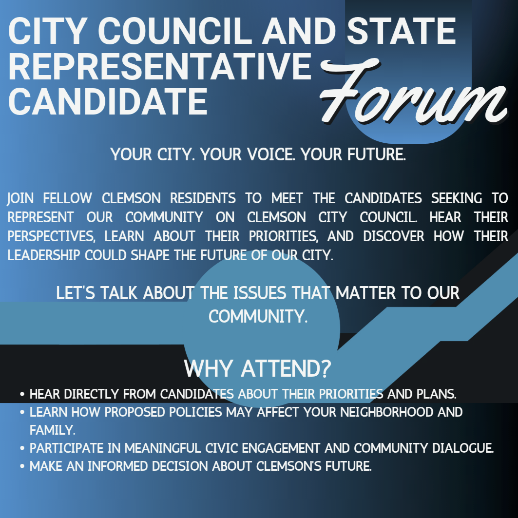 Clemson City Council and State Representative Candidate Forum