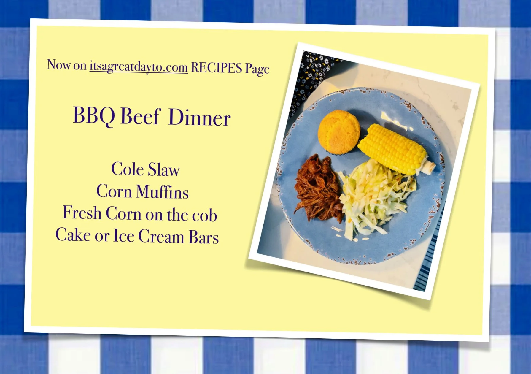 🍽️ BBQ Beef Dinner 🌽
