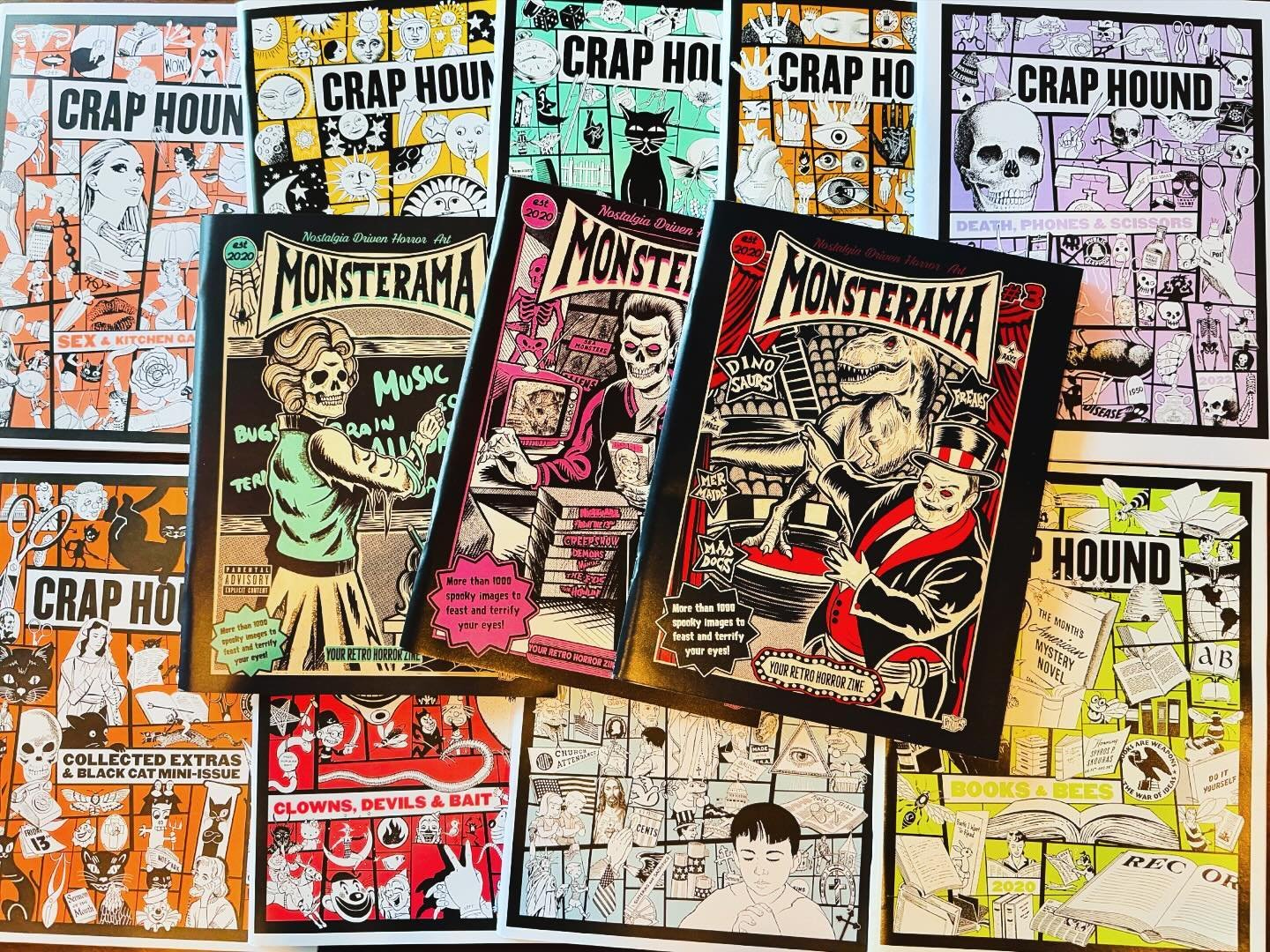 Crap Hound and Monsterama restock! Multiple copies of each available. 
#fatrabbitky #craphound #monsterama