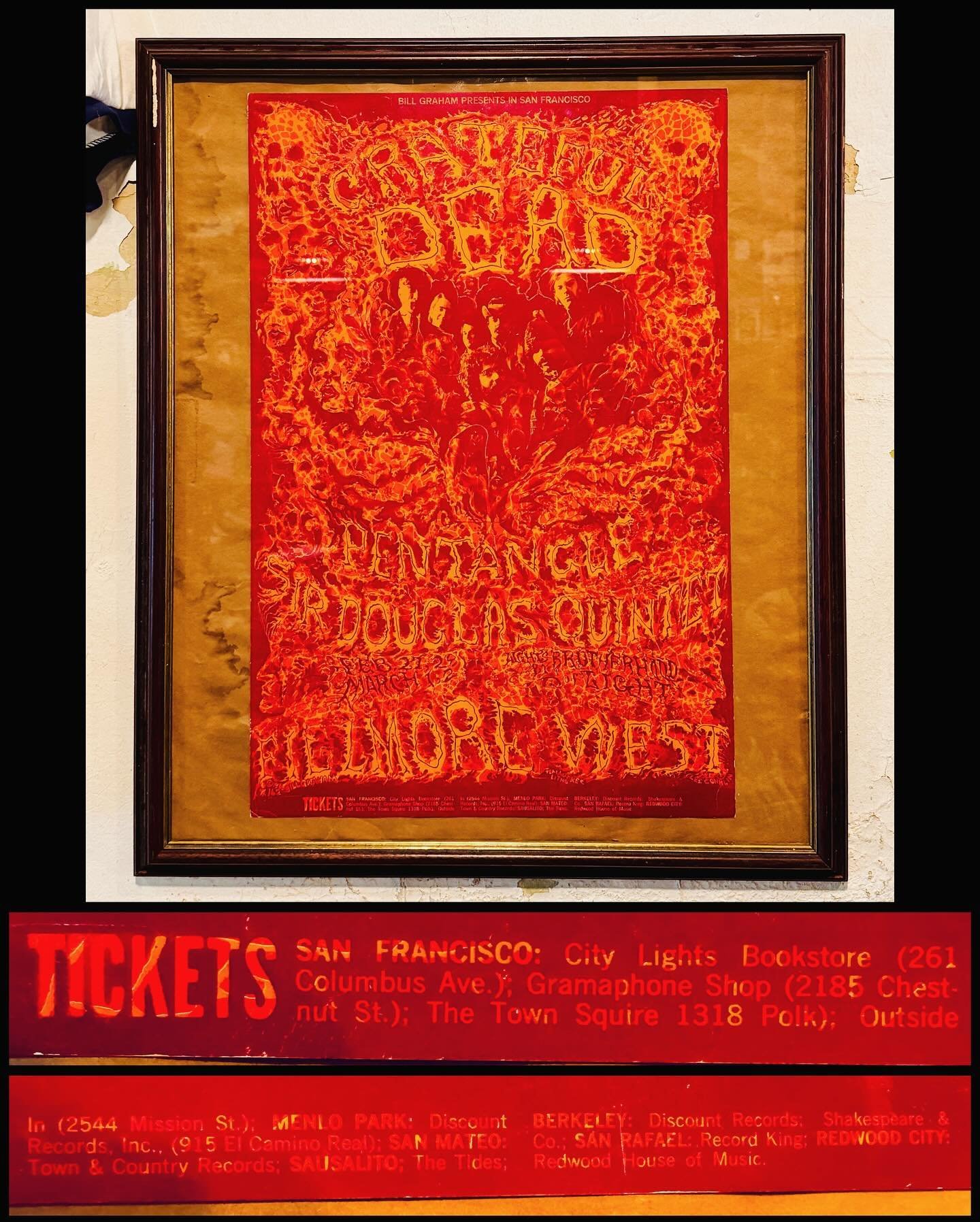 Original 1969 Grateful Dead at the Fillmore West poster! First printing as far as I can tell. Framed! $70
#gratefuldead #billgraham #fillmorewest #1969 #sirdouglasquintet #pentangle