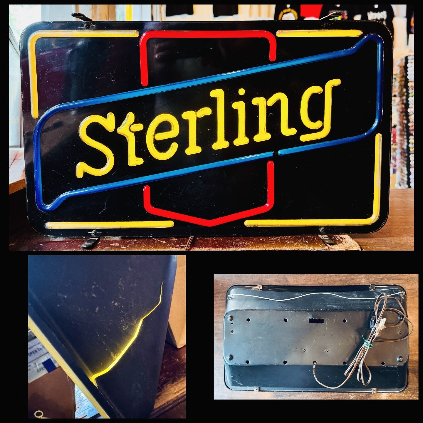 Vintage light up Sterling Beer sign. All plastic (so, not neon). Has a crack along the side but does not affect function. $35 takes &lsquo;er. 
#fatrabbitky #beer #sterlingbeer #vintagesigns