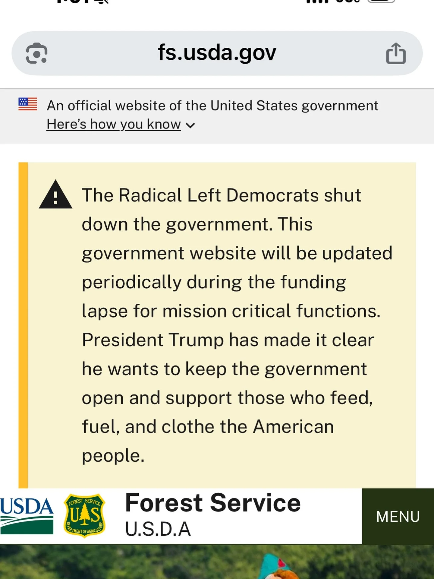 ACTUALLY on the forest service website. Dig my grave.