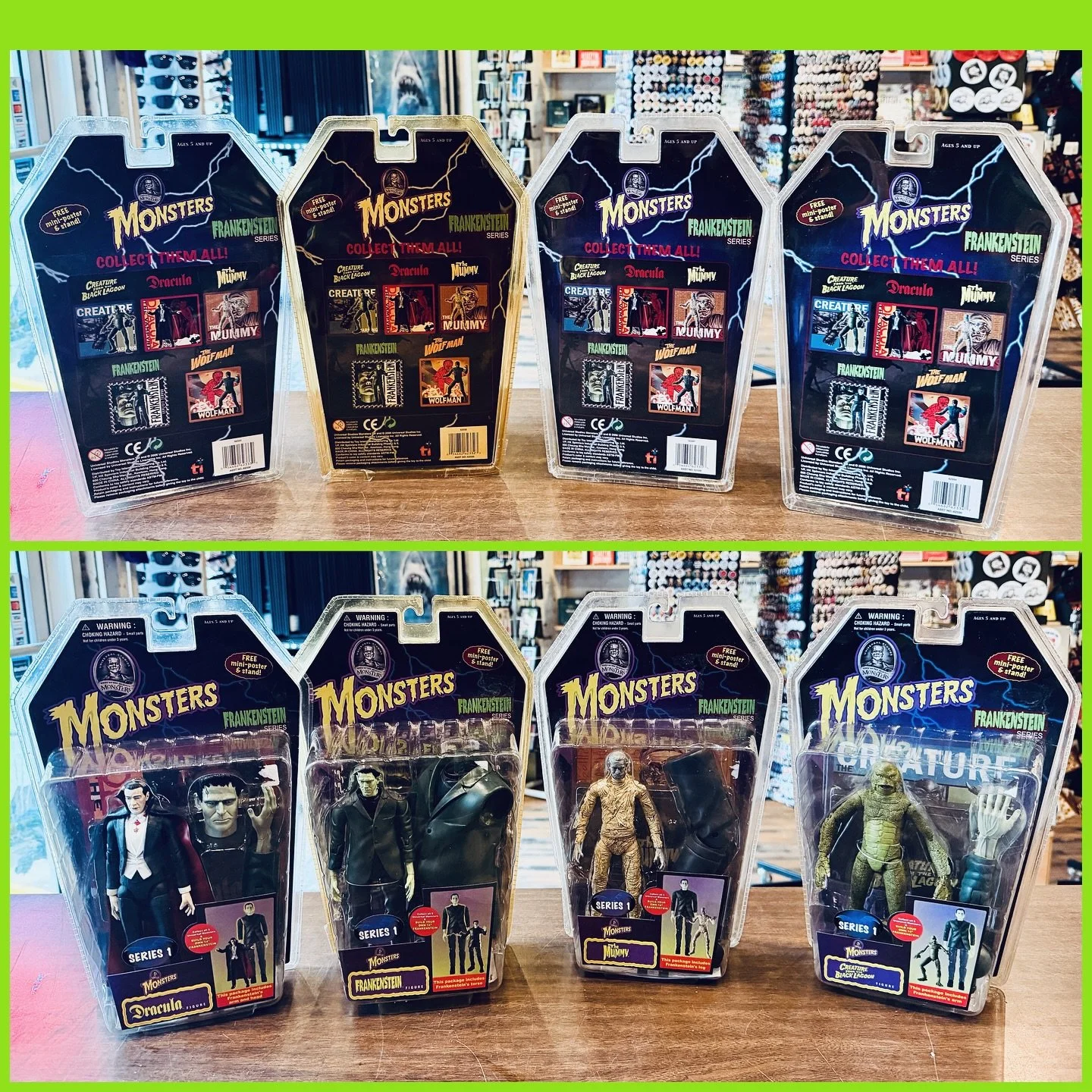 2006 Toy Island Universal Monsters figures! $30 each. If you find the Wolfman you’ve got all the parts for the 14” Frankenstein. 
#fatrabbitky #universalmonsters #toyisland #horrorfigures