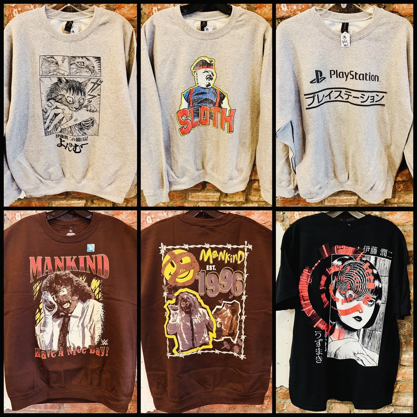 Handful of new shirts and sweatshirts out now!
#fatrabbitky #goonies #uzumaki #xfiles #wwe #playstation #doom #mothra #lotr #buffy #dandadan