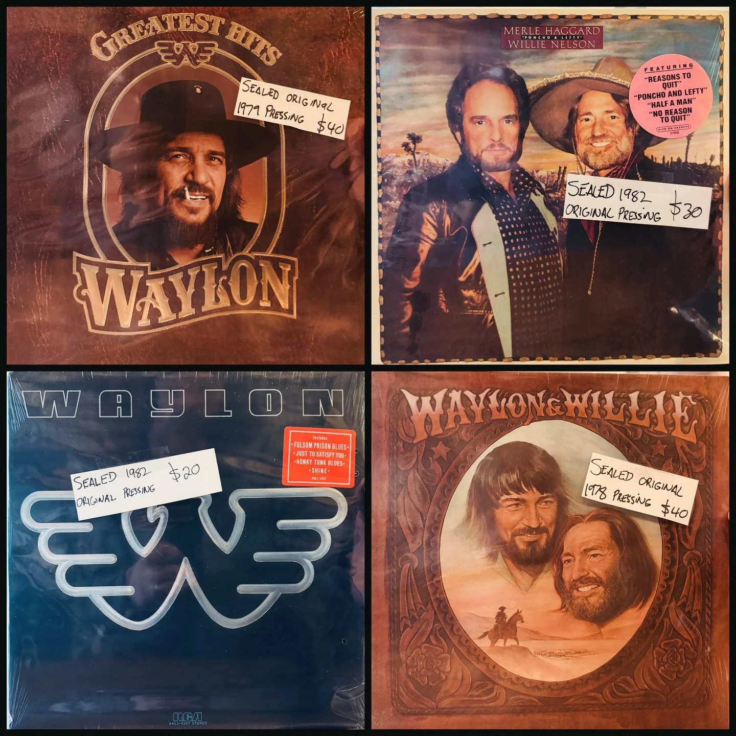 SEALED original outlaw country pressings! All mint!
#fatrabbitky #waylonjennings #willienelson #merlehaggard #georgejones