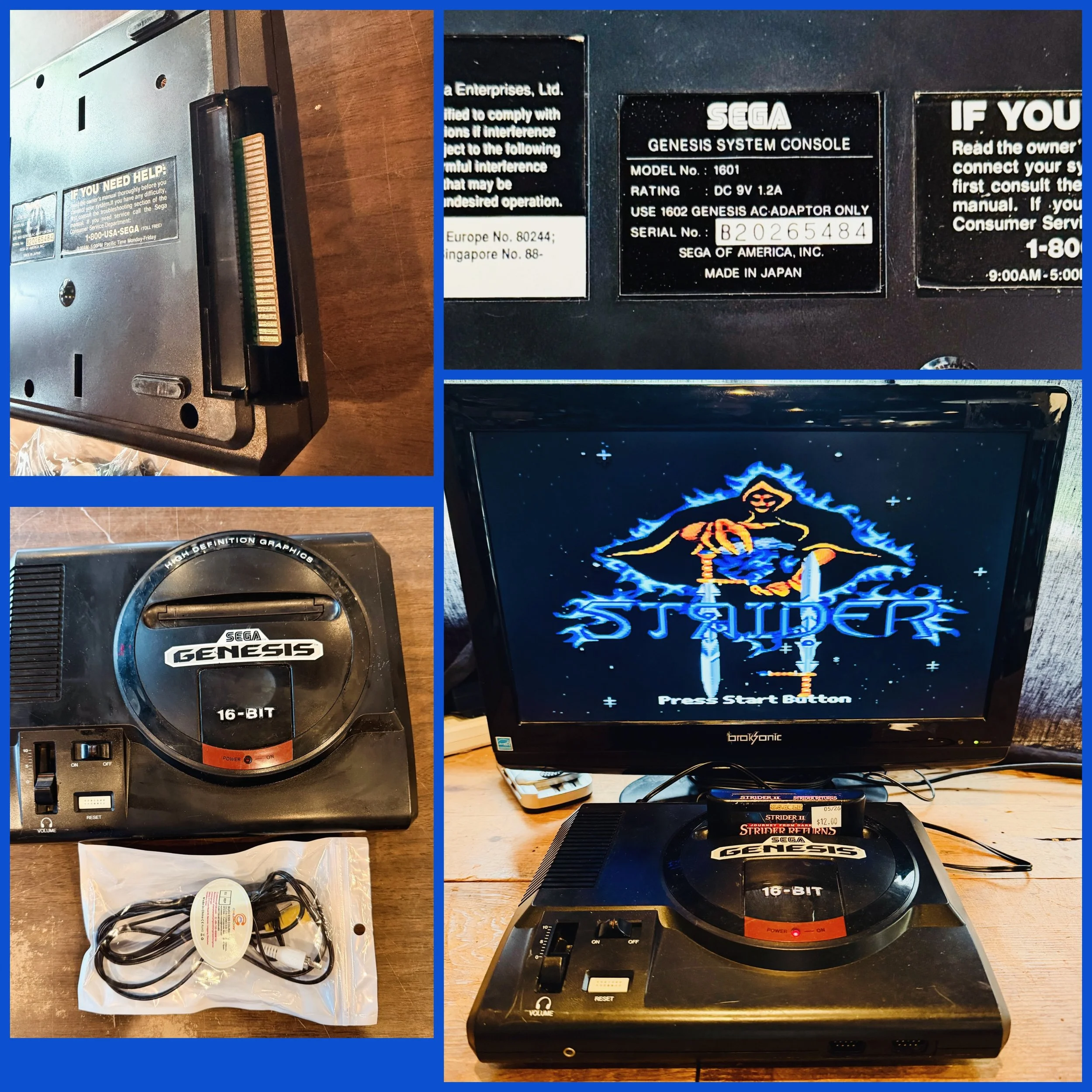 Model 1 Sega Genesis console. Set up for SegaCD expansion. Tested and functional, but only includes AV cable. You will need to supply the 9v power adapter and a controller. $40 takes it! Strider II game is $18
#vintagegaming #segagenesis #strider #fa