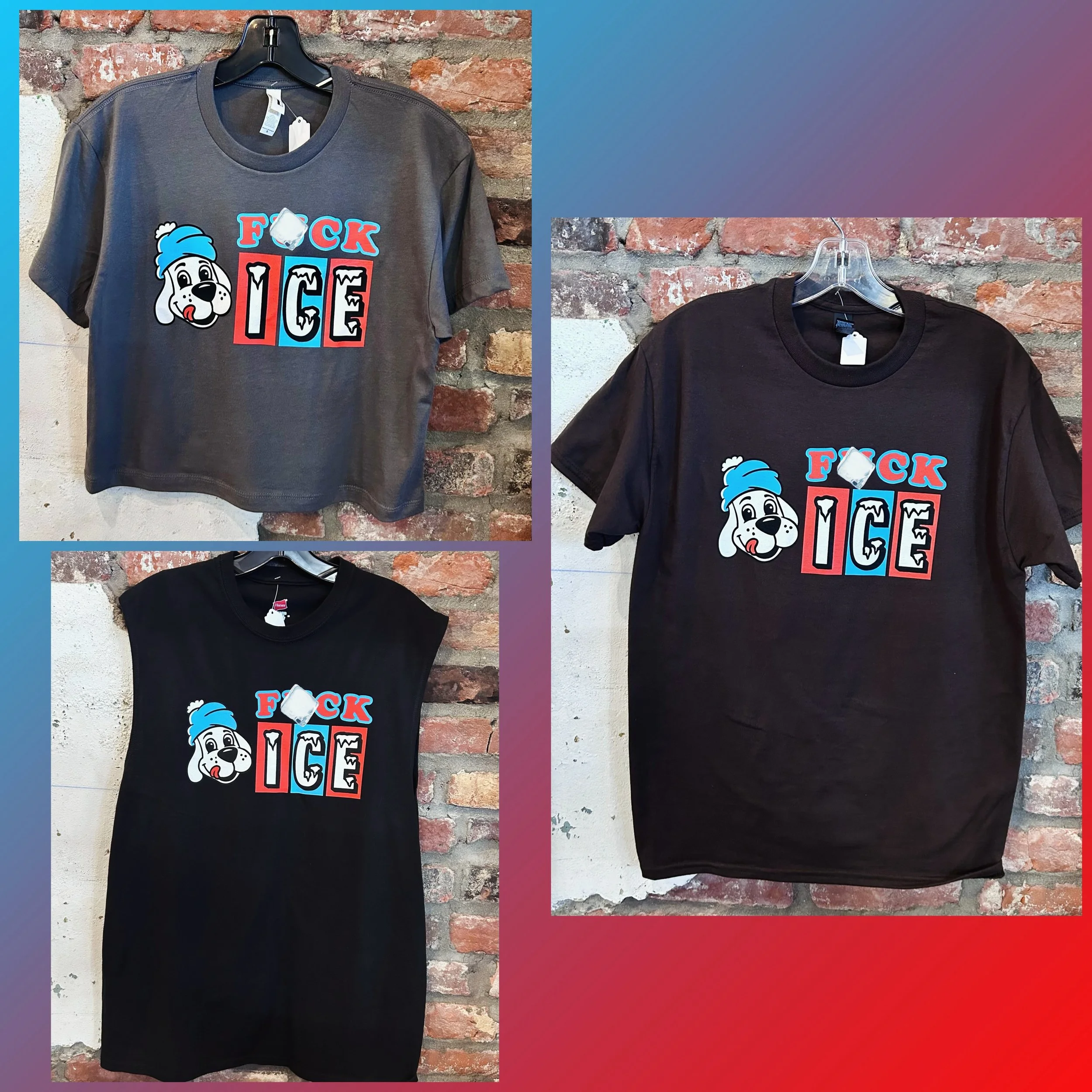 F*CK ICE print run three is in. Got some crops this time as well. XS-2X available (in store only). Thanks as always to @meme_tech 
#fuckice #fatrabbitky