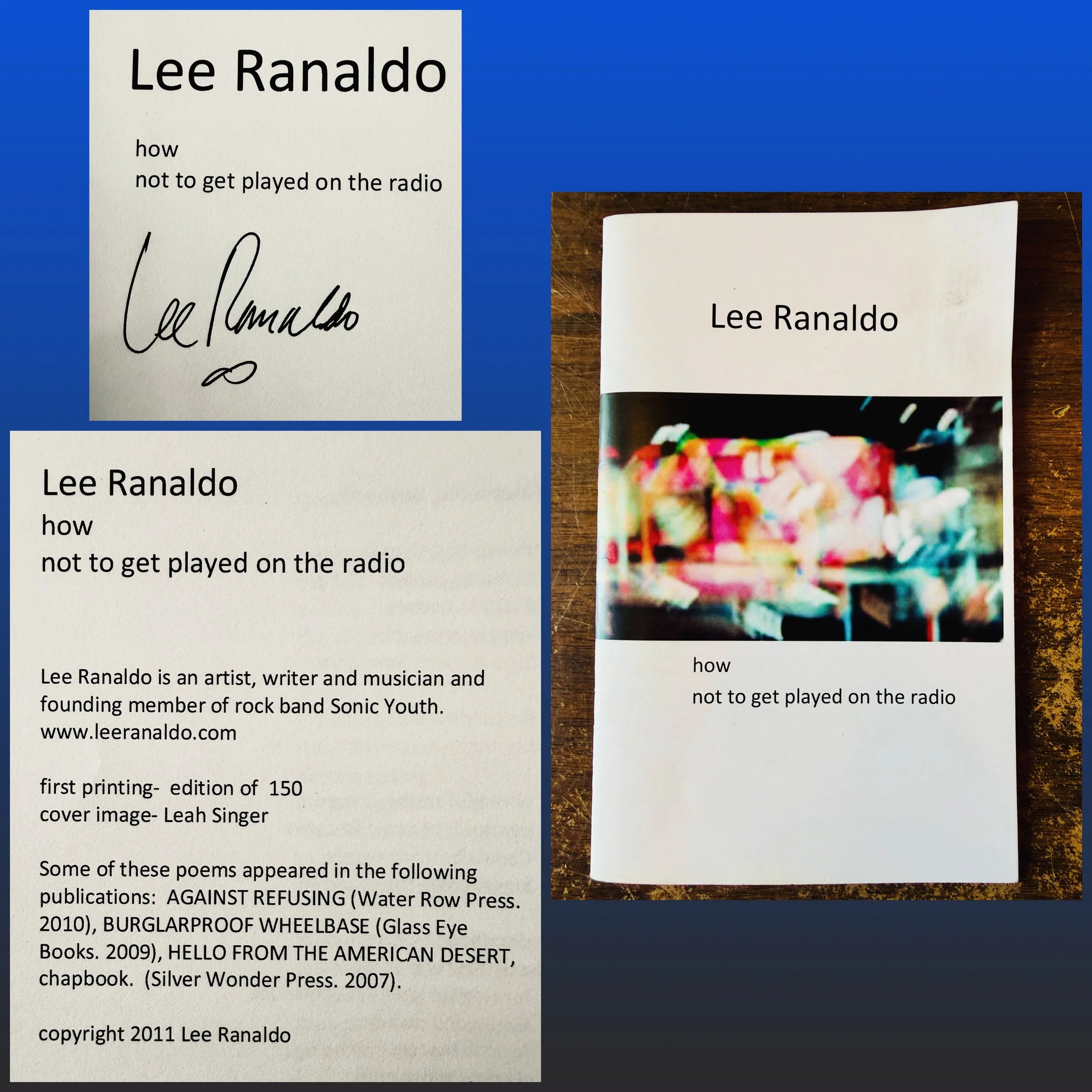 2011 SIGNED Lee Ranaldo (of Sonic Youth) poetry chapbook. Edition of 150! $40
#fatrabbitky #leeranaldo #sonicyouth