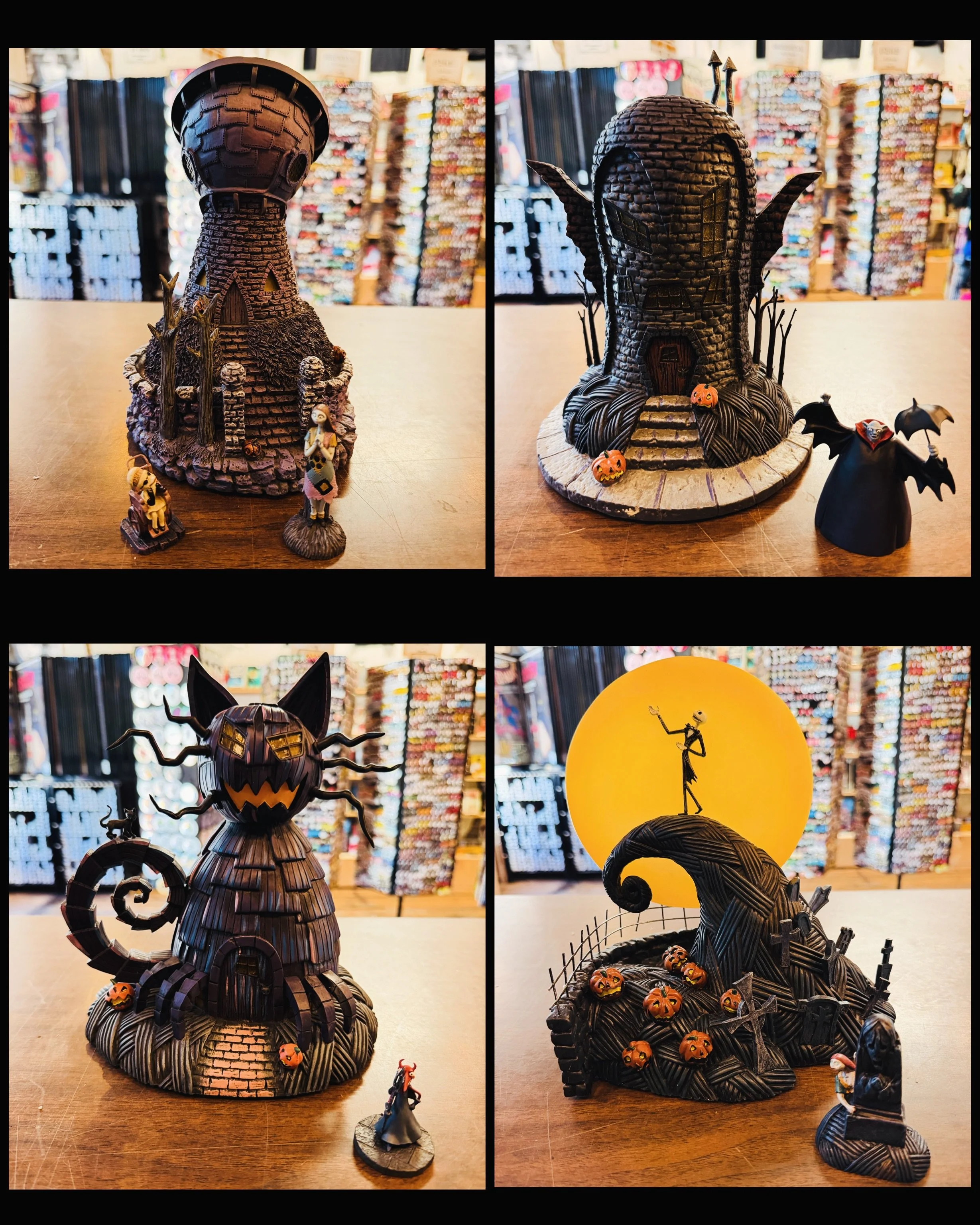 Just got out a whole collection of Hawthorne Village light-up models! Majority of them are Nightmare Before Christmas but there&rsquo;s a Munsters, Mummy&rsquo;s Tomb, and Camp Crystal Lake in there too! All complete and with styrofoam packing molds.