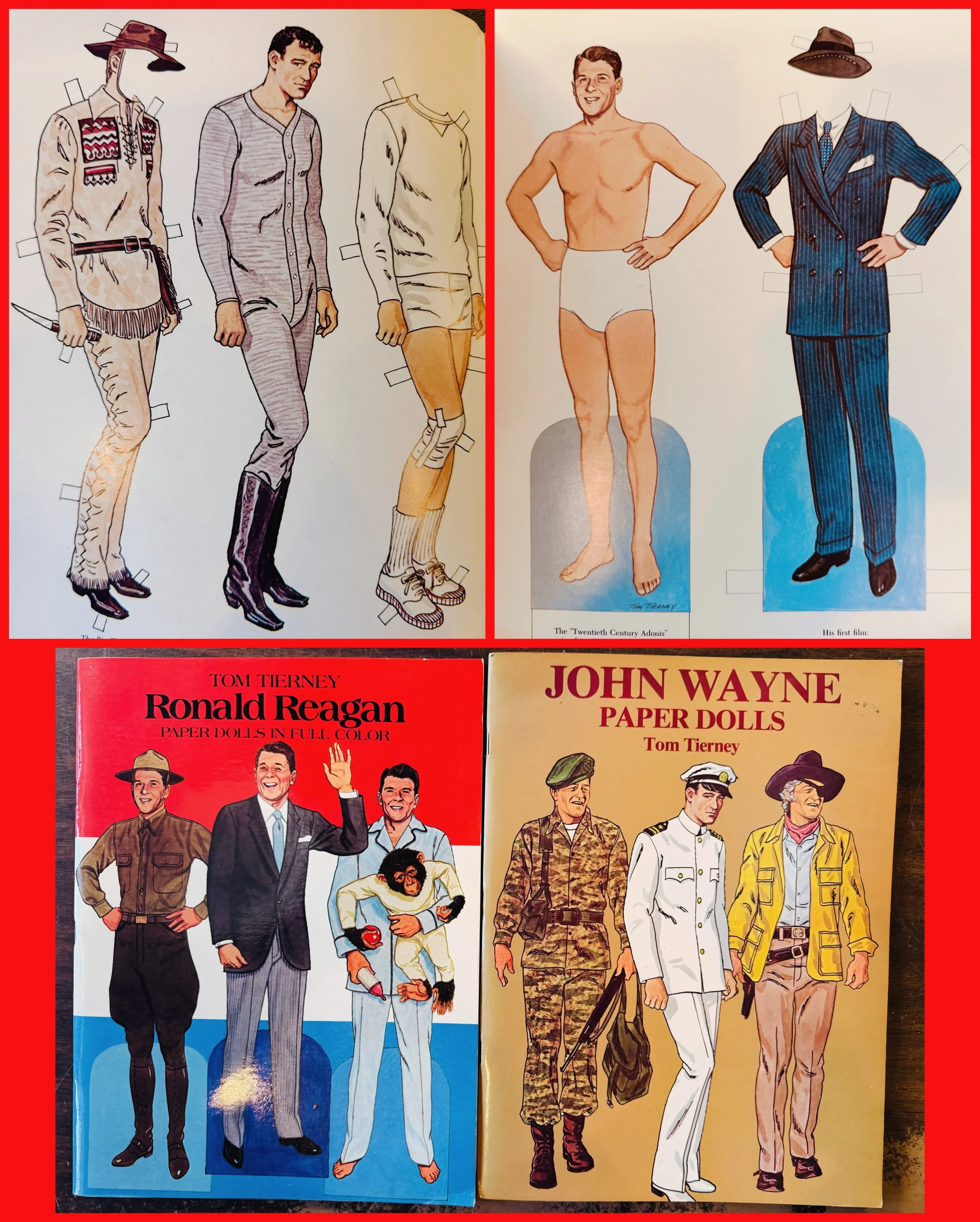 The only two books you&rsquo;ll ever need if you make flyers for shows. $5 each. 
#ronaldreagan #johnwayne #paperdolls #fatrabbitky #punkflyers