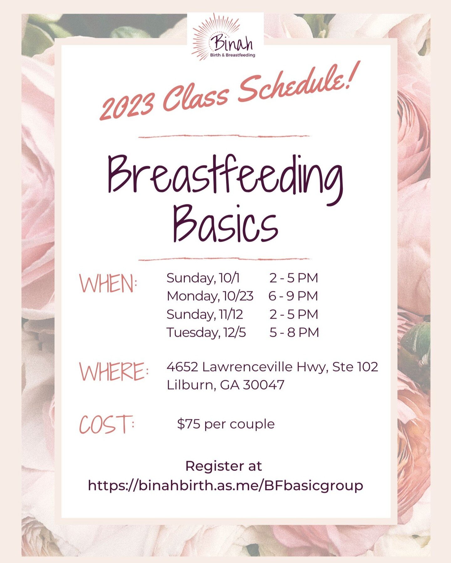 Planning to breastfeed &amp; looking to get the best information to get you started on your journey? Join us for one of our last four classes of 2023! Each class is taught by our midwife &amp; IBCLC, Shoshanah. 

For more details &amp; to register, v