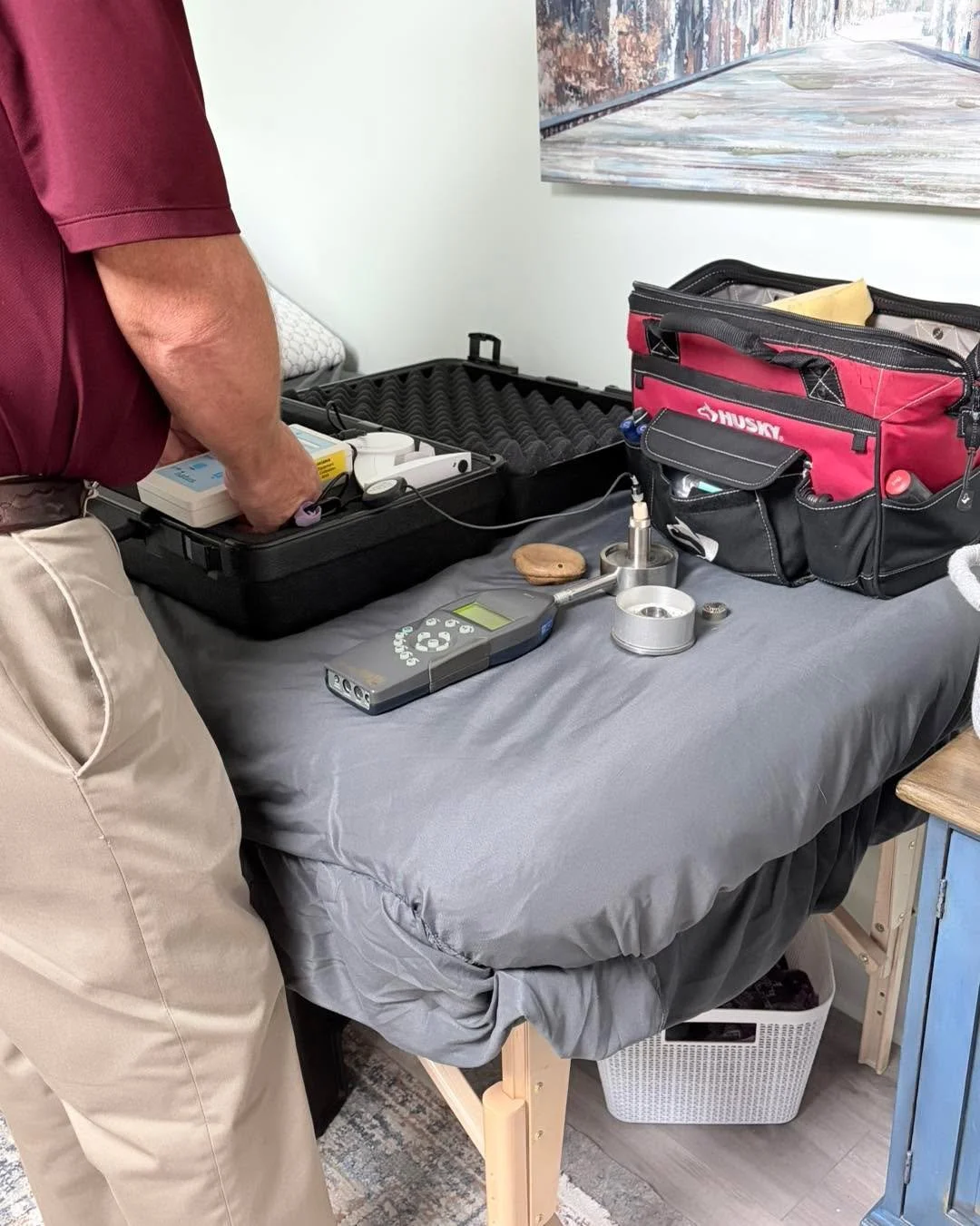 Today, we are making sure that our hearing machine is in tip-top shape and ready to go! We have to calibrate this every year to keep it in good working order, making sure that we are taking the absolute best care of your baby that we can!
This is on