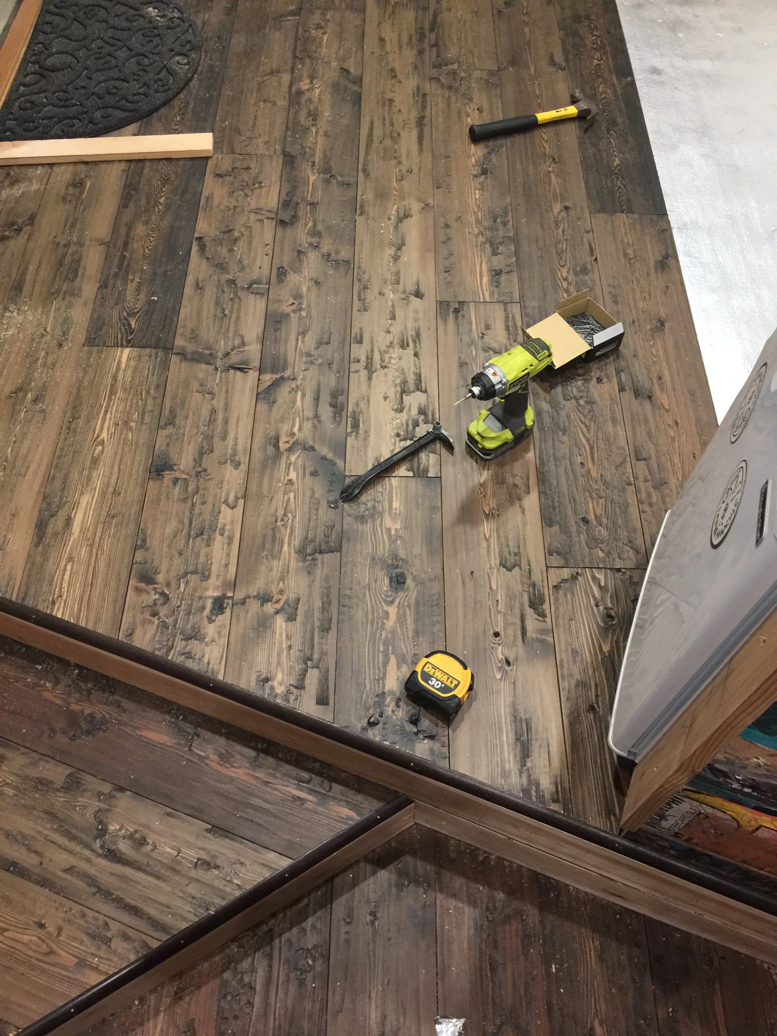 Recycled wood flooring from Sustainable Lumber sourced from a barn in Montana. 