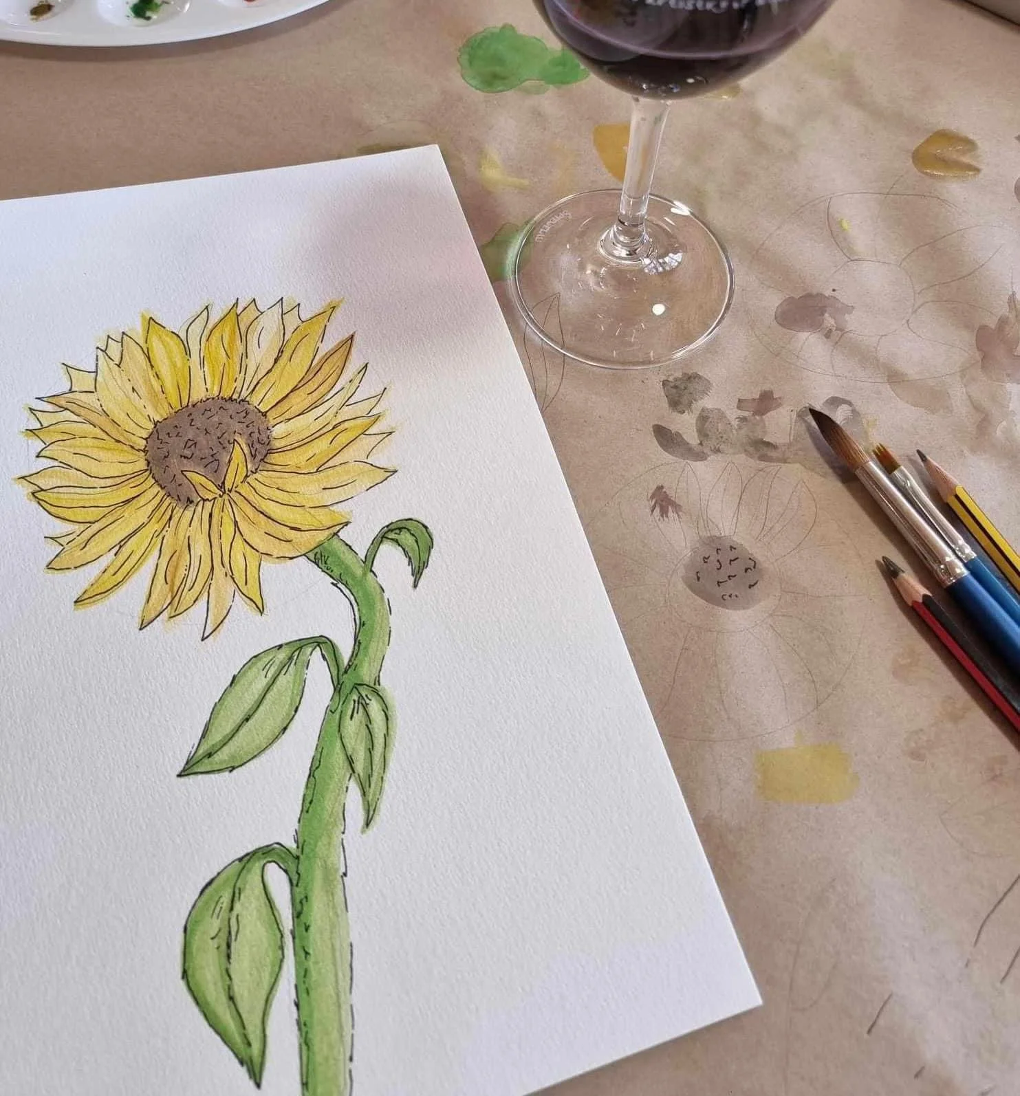 Watercolour and Wine Workshop