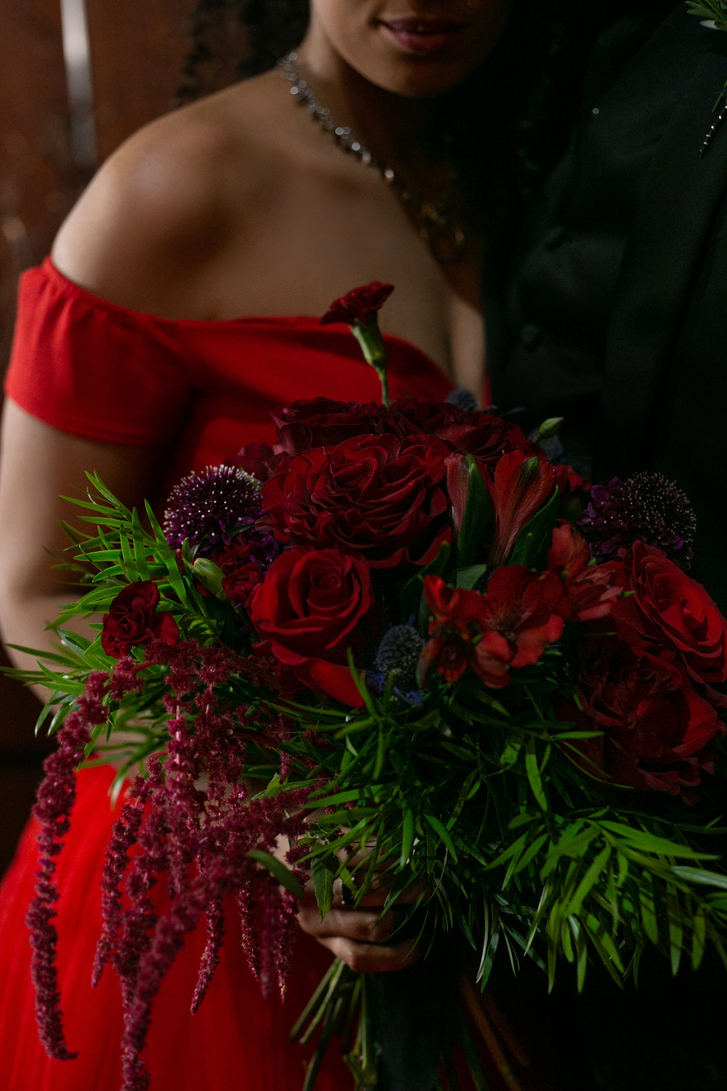 Vampire wedding photography at the Salem Oregon convention center Danner and Soli decor and florals by Hummingbird Flower Studio.