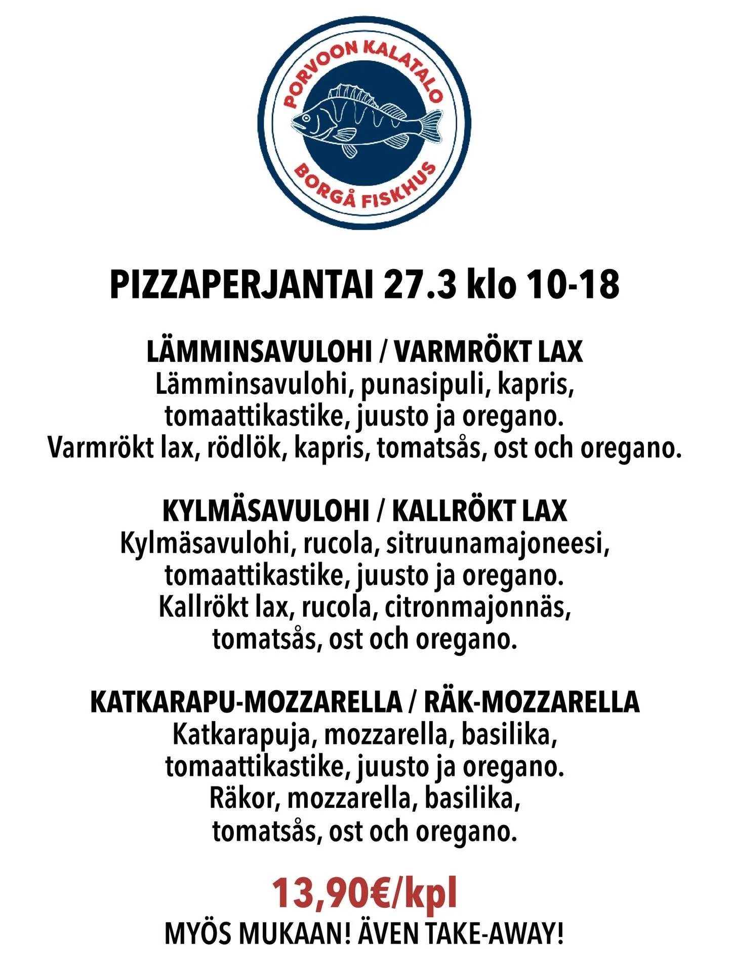 Soita ja tilaa 🍕👨&zwj;🍳 
Ring och best&auml;ll i f&ouml;rv&auml;g 🍕🥰 
📞 010 325 1660
#porvoonkalatalo #borg&aring;fiskhus