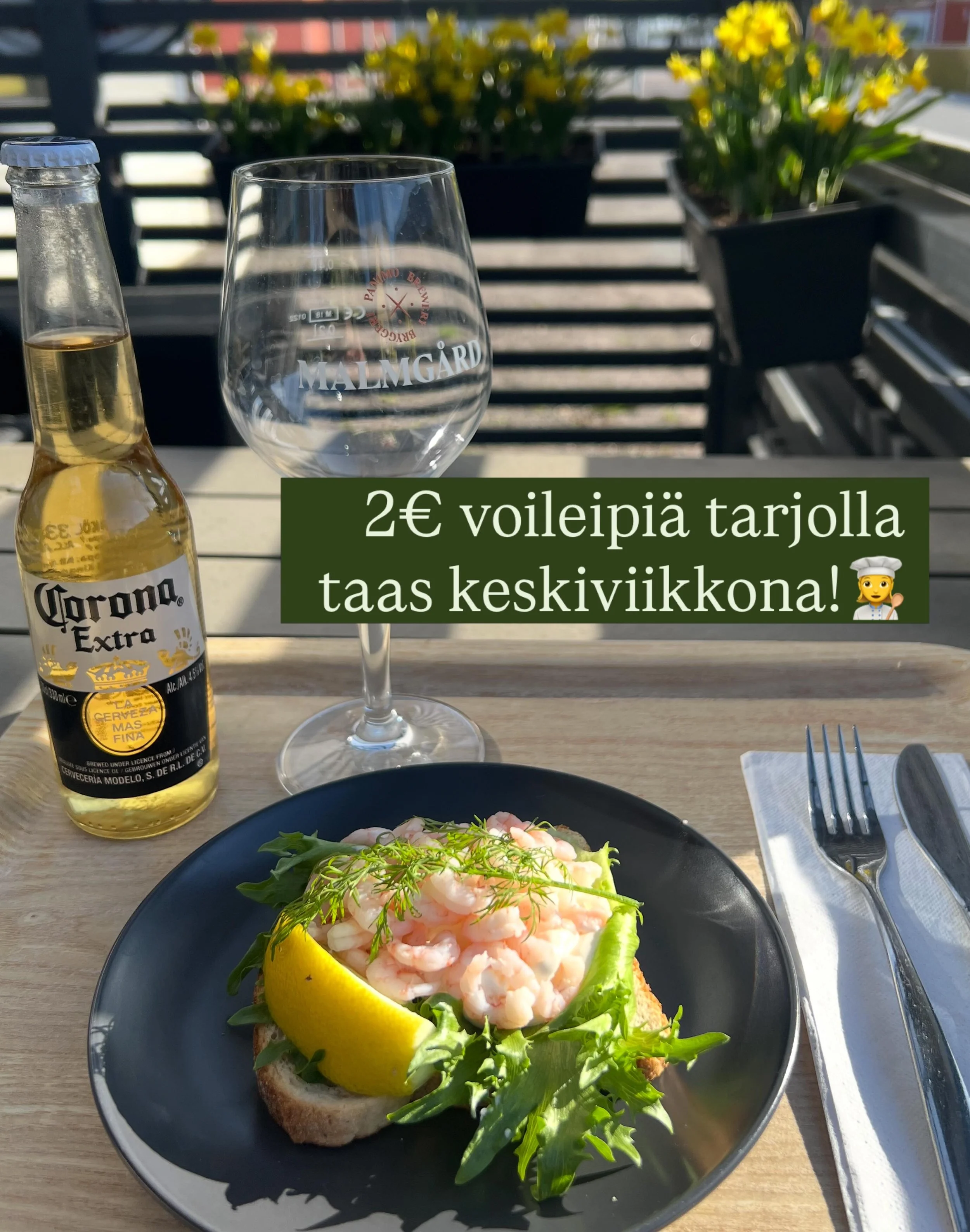 Sm&ouml;rg&aring;sar igen f&ouml;r endast 2&euro; p&aring; onsdag 13.5!😋
V&auml;lj din favorit: 🦐 R&auml;ksm&ouml;rg&aring;s 🐟 Kallr&ouml;kt laxm&ouml;rg&aring;s 🥚 Ansjovis-&auml;ggsm&ouml;rg&aring;s
&Auml;ven take-away!

VOILEIPI&Auml; VAIN 2 &e