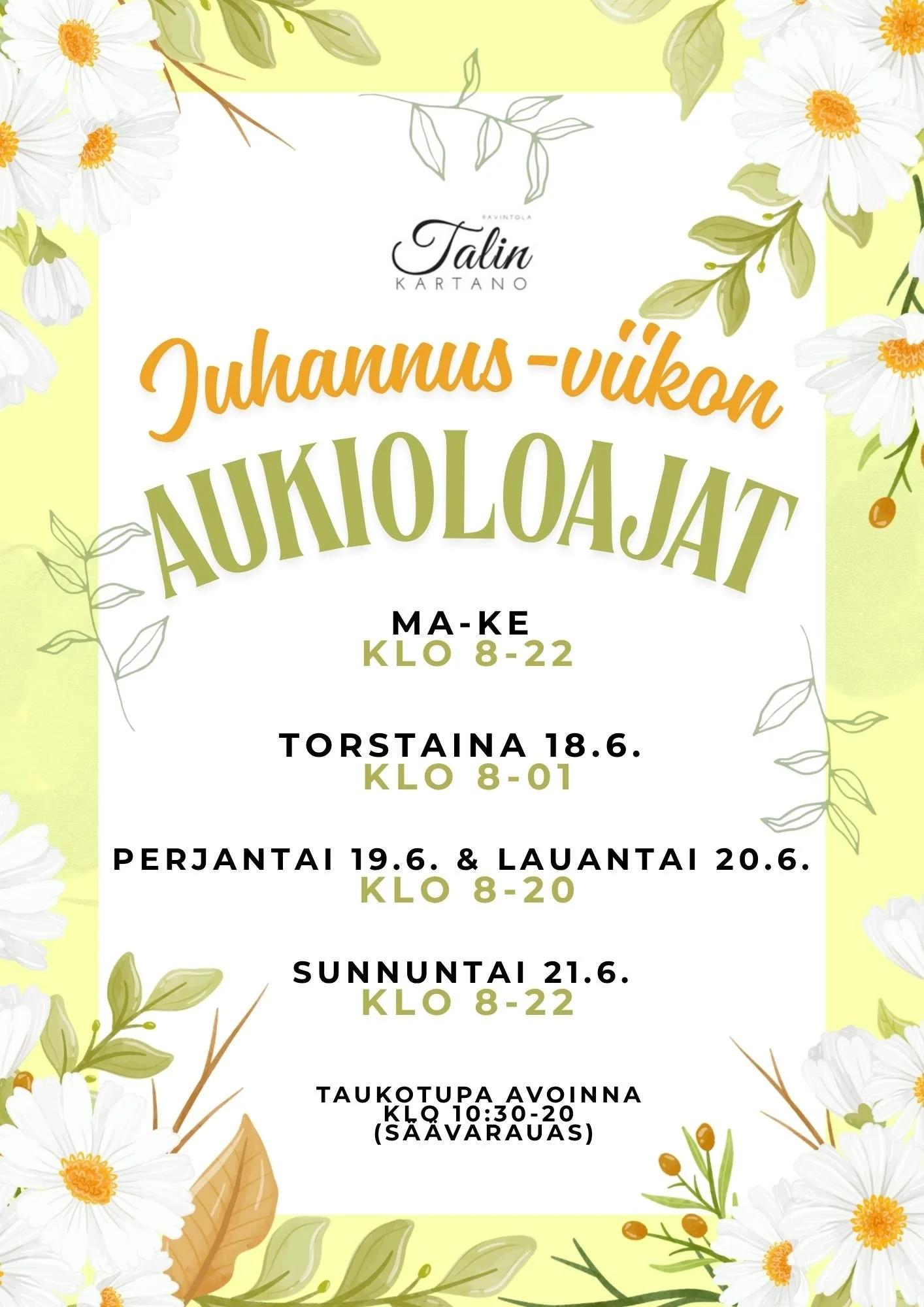 Talin Kartanon juhannus 2026