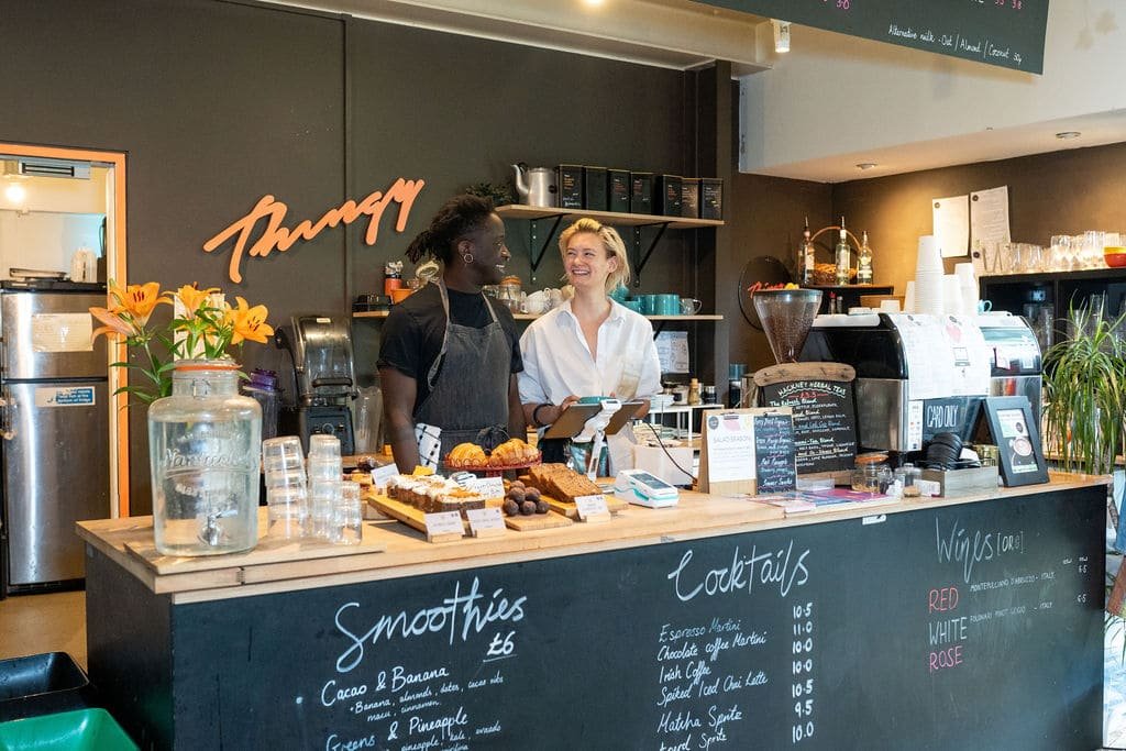 Thingy Cafe in Hackney Wick is a community run cafe serving teas from Hackney Herbal and local beers.
