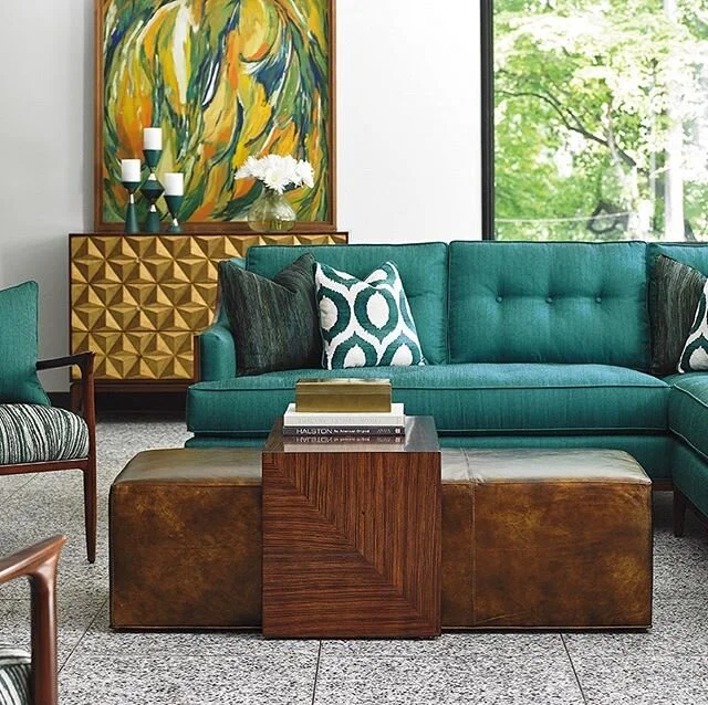 Love the pop of teal in this sectional from @lexhomebrands! .
.
.
.
#interiordesign, #furniture, #midcenturymodern
