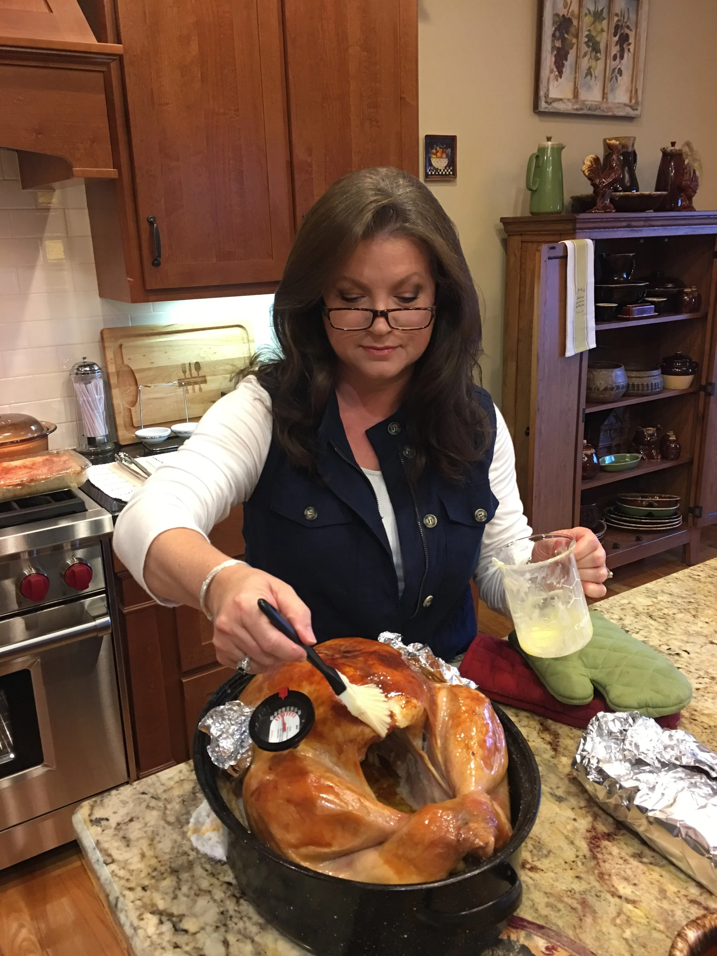 Working on the turkey for Thanksgiving