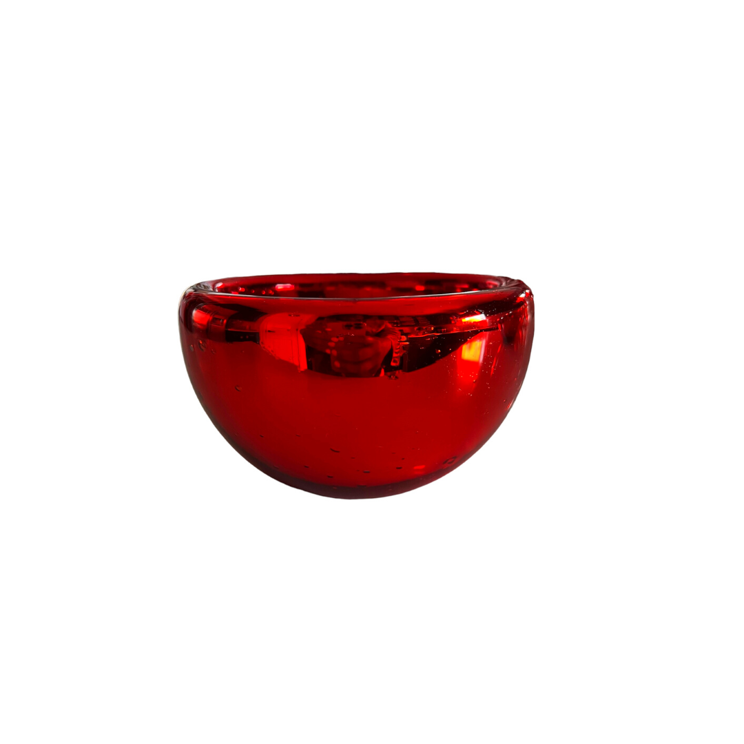 Red Mercury Glass Bowl, Medium — Dressing Rooms Interiors Studio