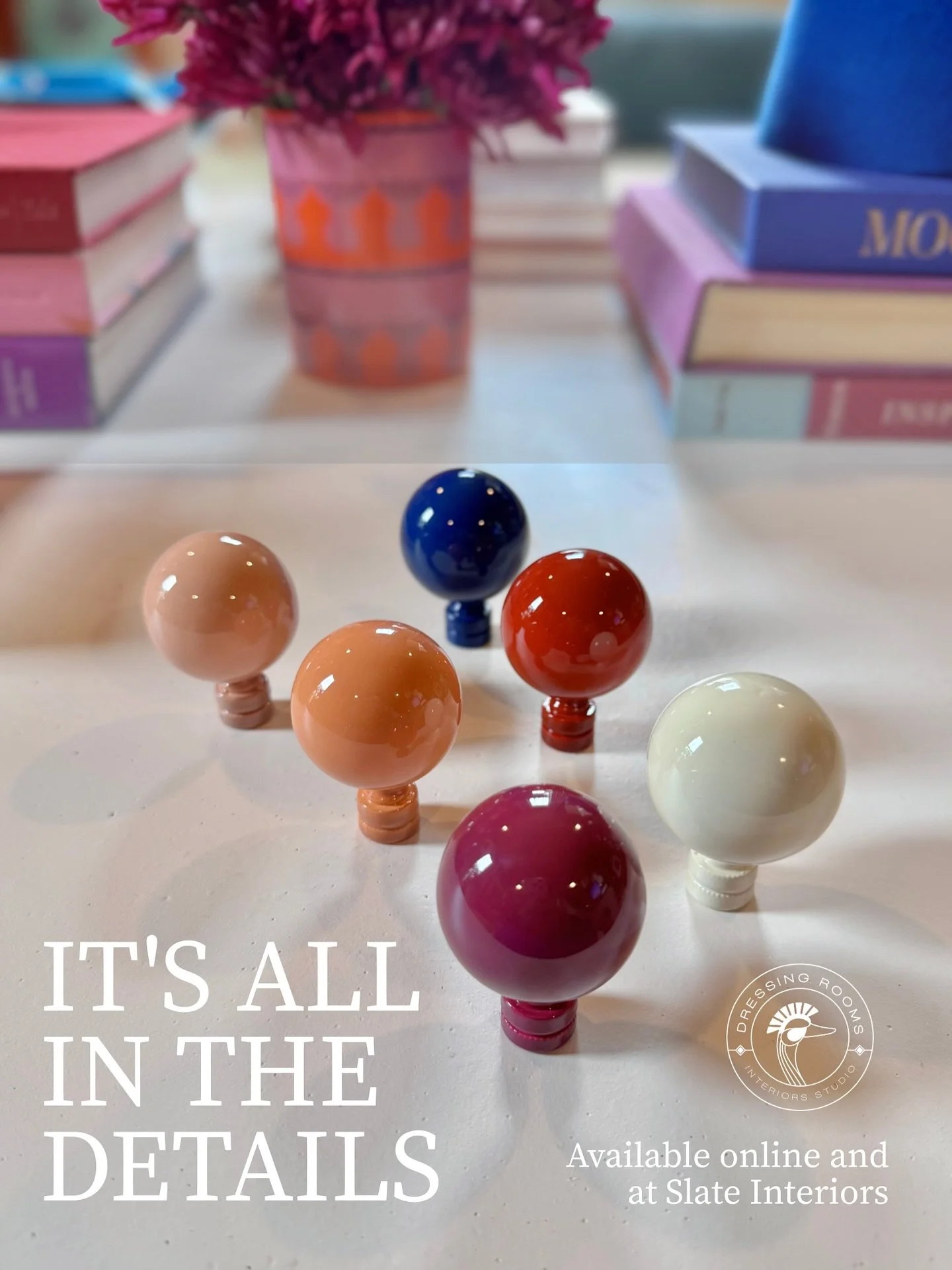 The art of the finish. Introducing our lacquered finials &mdash; a glossy detail that brings polish and personality to your lighting. Designed to pair with our signature shades and add that final touch of soul.

Now available online and at Slate Inte
