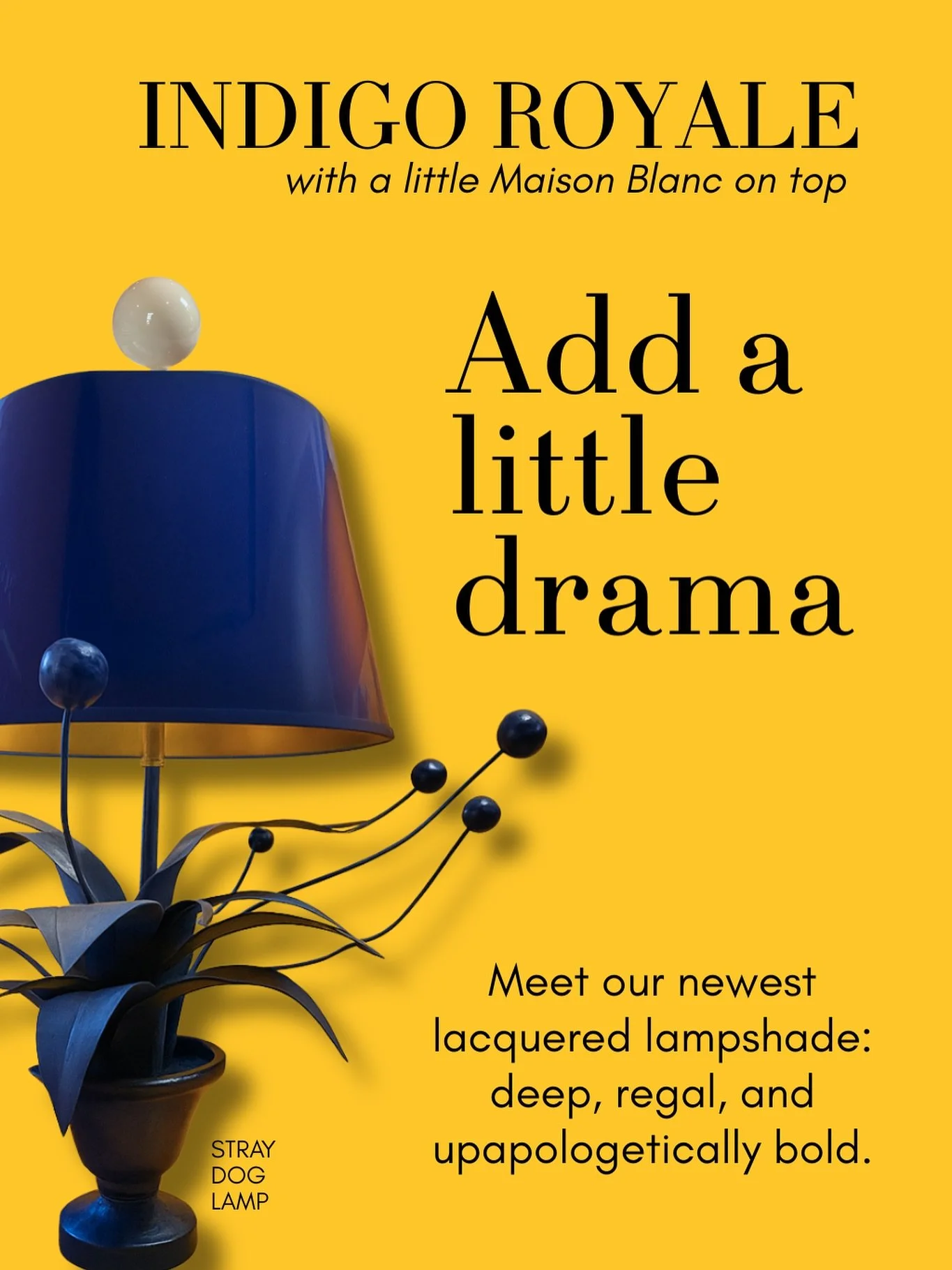 Indigo Royale &mdash; with a little Maison Blanc on top.

Deep. Regal. Unapologetically bold.

Because sometimes your lamp deserves the spotlight. Available online and at Slate Interiors. 

#ALittleDramaALotOfSoul #IndigoRoyale #DressingRoomsInterior
