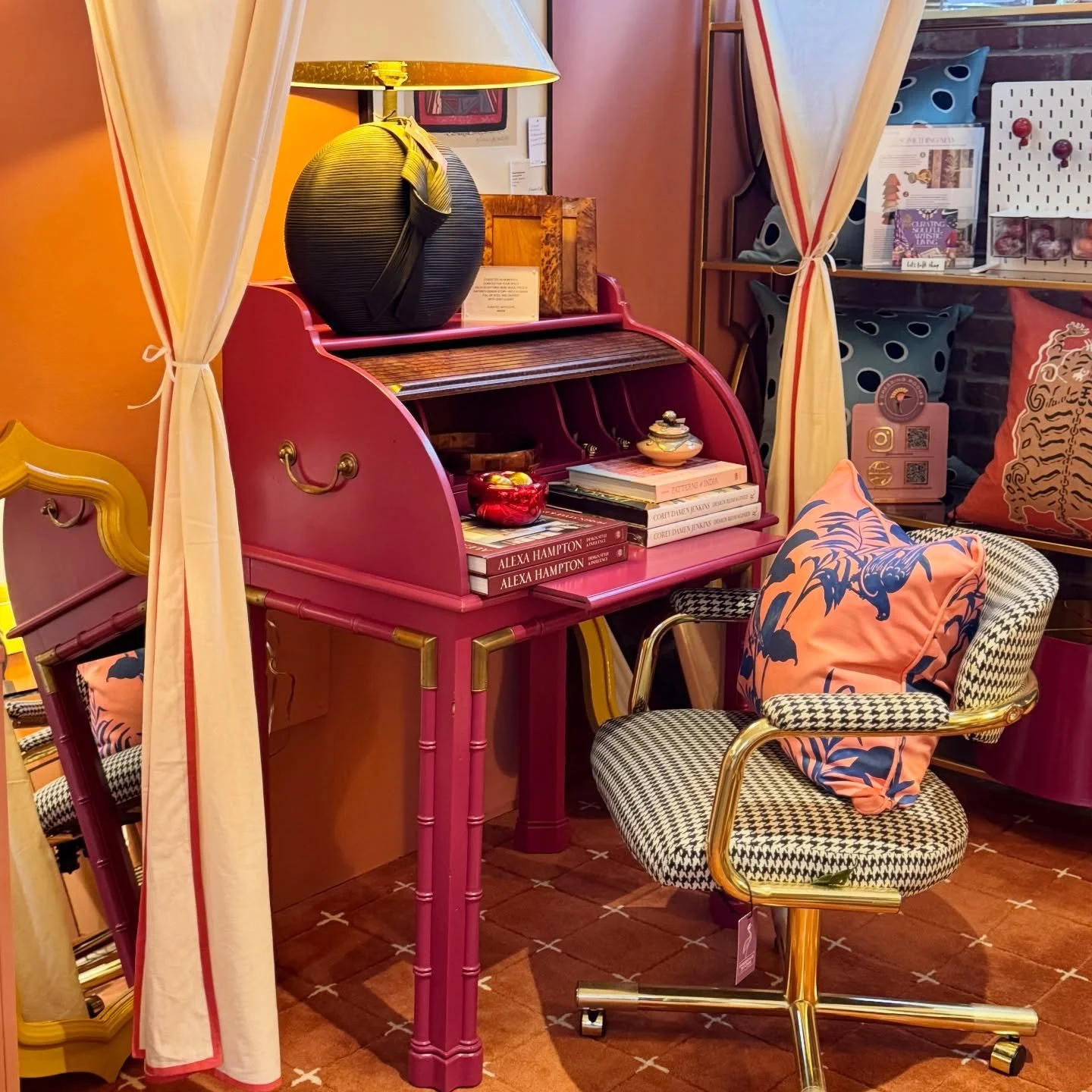 Vintage Fuchsia Roll-Top Secretary Desk &mdash; $725
Available now at Slate Interiors

A true DRIS original. This vintage roll-top secretary was once the heartbeat of my former shop&mdash;our checkout station, our storytelling hub, and the place wher