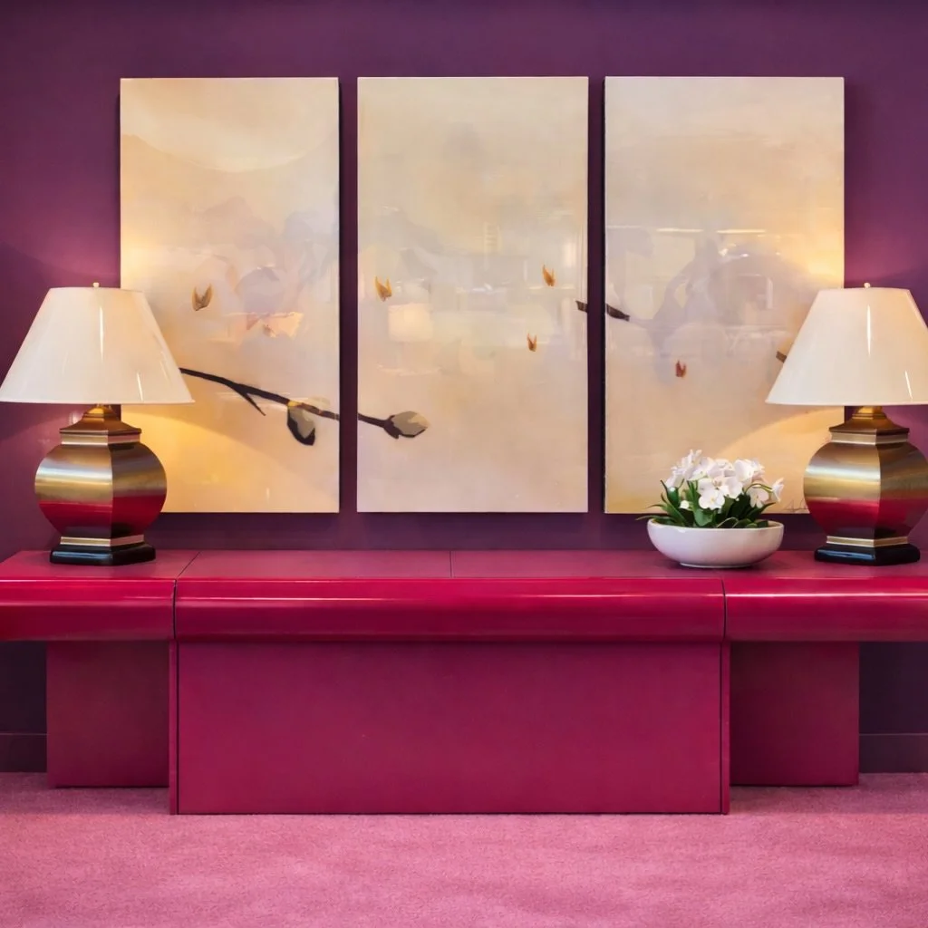 This vignette began as an idea. Rendered in AI to explore scale, color, and composition&mdash; then translated into a styling vision.

Our lacquered console, curated art, and signature lighting&mdash;
all available at Slate Interiors.

This is how we