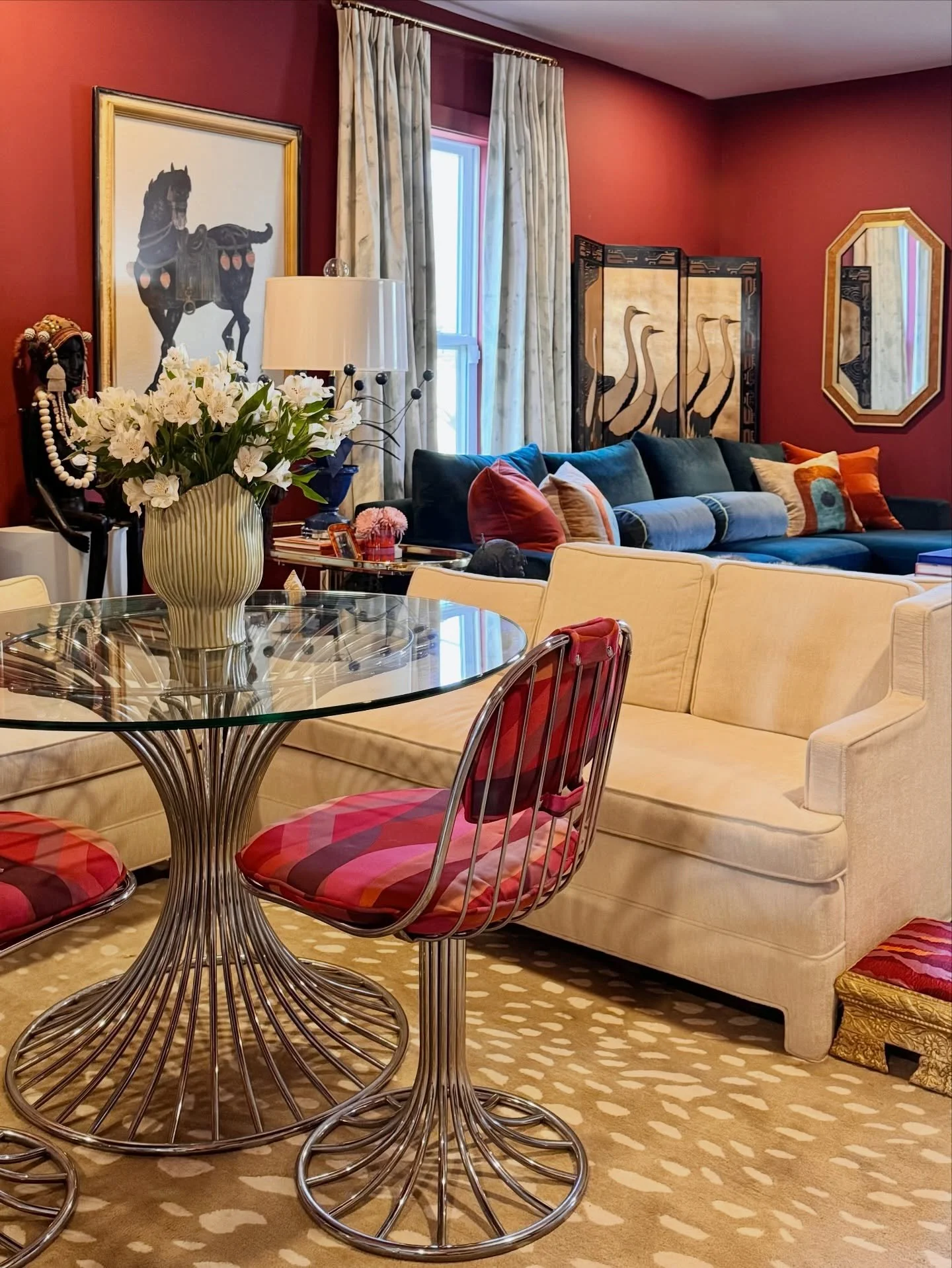 Downsizing taught me that small spaces don&rsquo;t mean less style &mdash; just more intention.

The blue velvet sofa made the move from our previous home and now anchors our living space here, proving that the pieces we love can evolve right along w