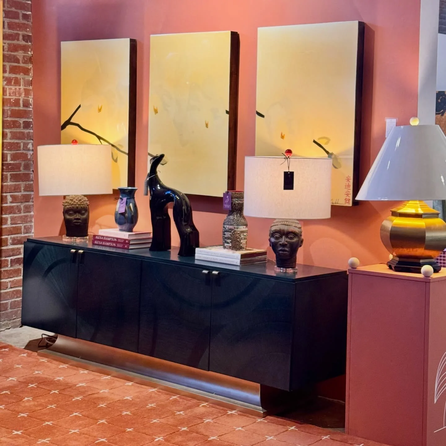 The booth got a new foundation this week ✨
New credenza, new energy, same obsession with story.

That burlwood frame? I found it in Morocco and carried it home myself. Now it holds Prince&hellip; because obviously.

And yes &mdash; those blue lacquer