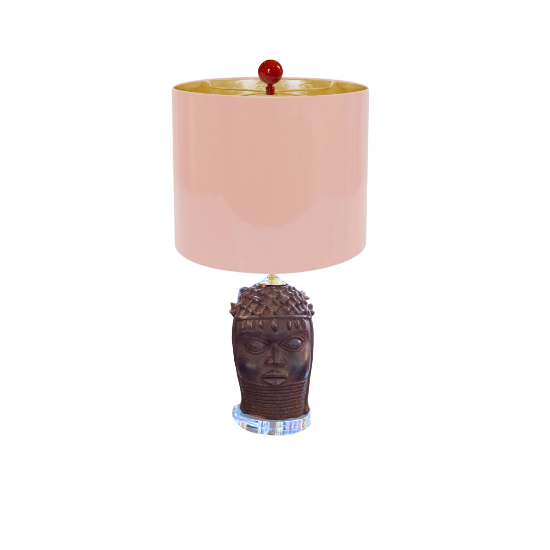 Vintage Italian Oba Head Sculptural Table Lamp - Textured Crown