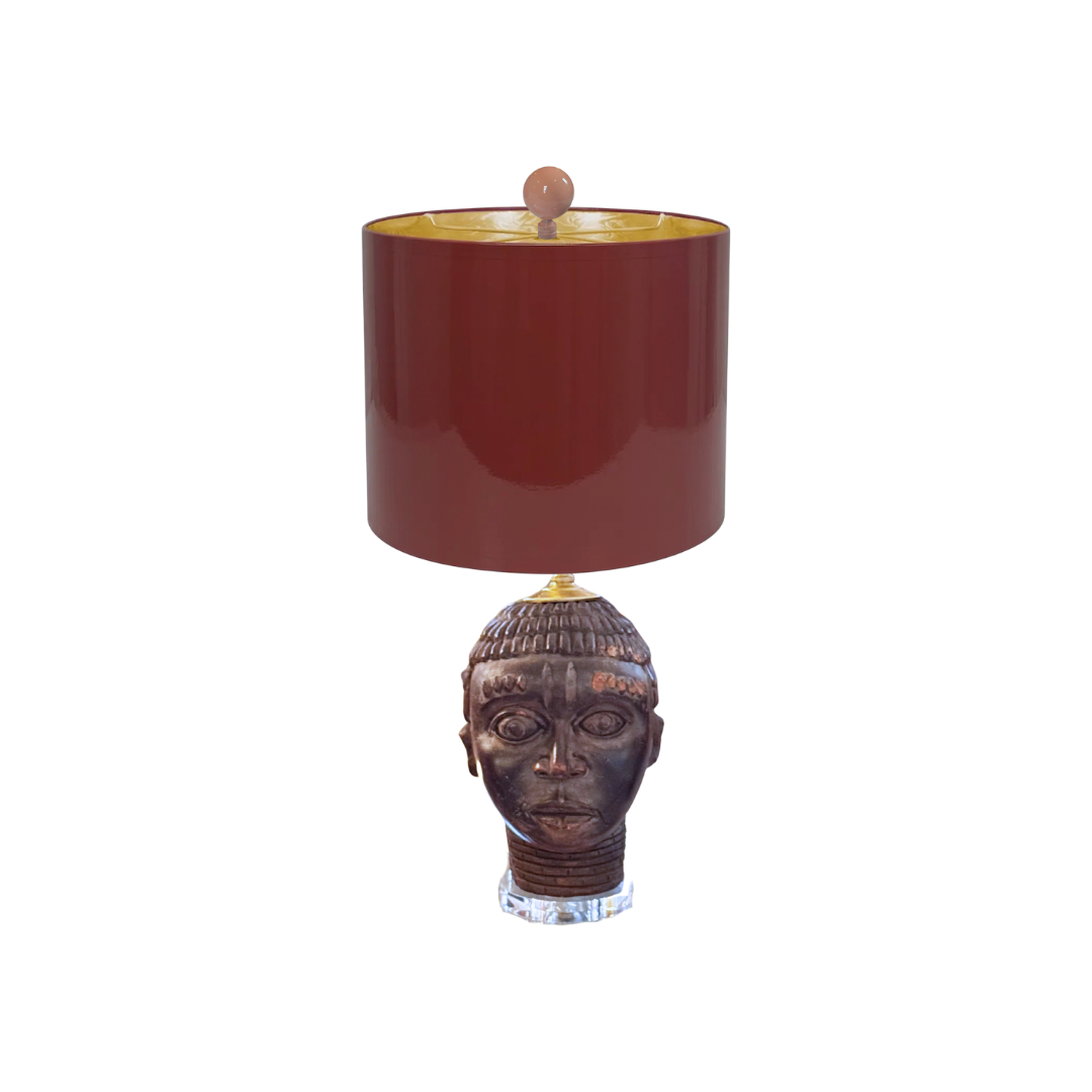 Vintage Italian Oba Head Sculptural Table Lamp - Smooth Crown
