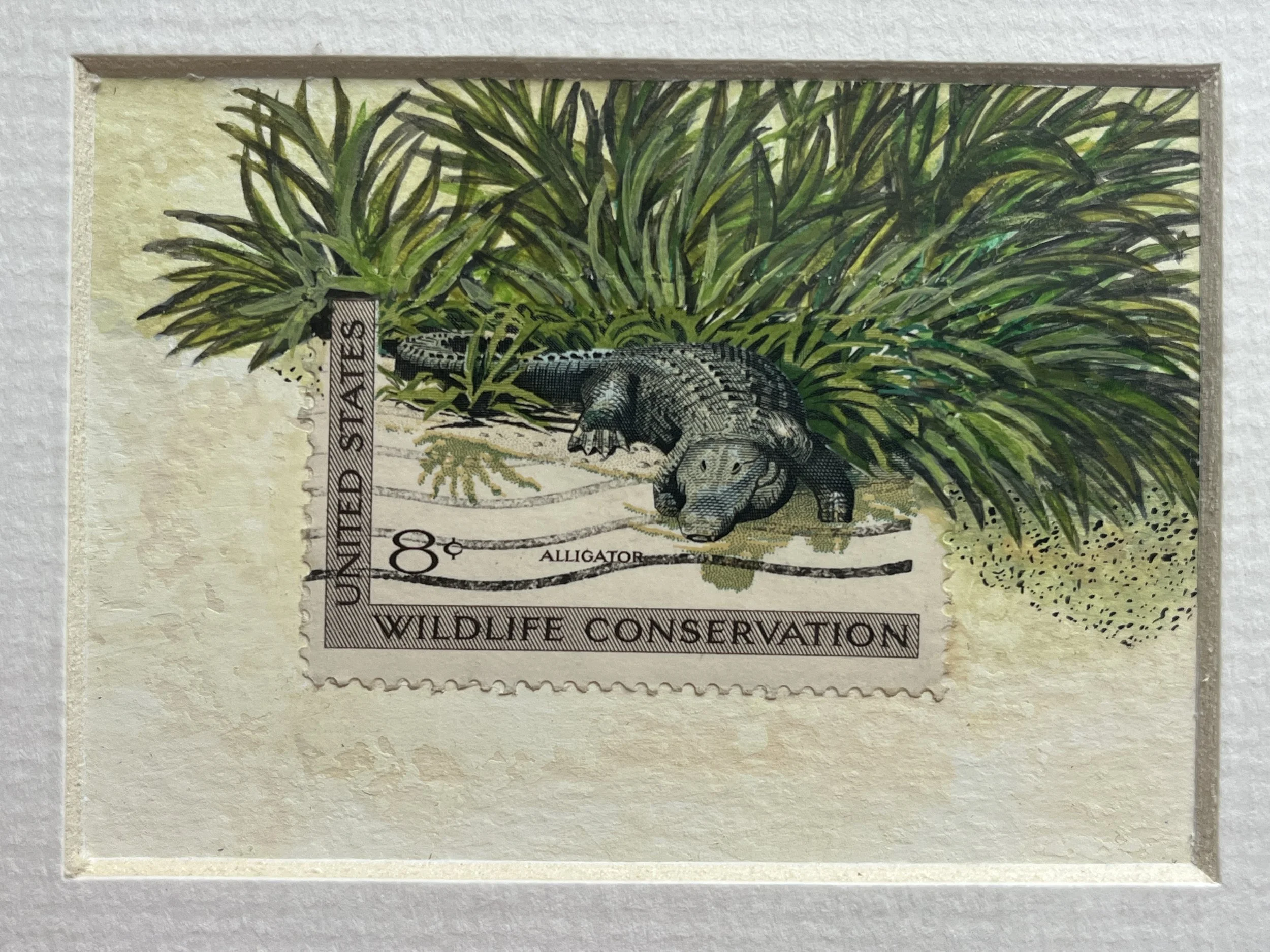 Alligator US Postage Stamp Art Original (466)