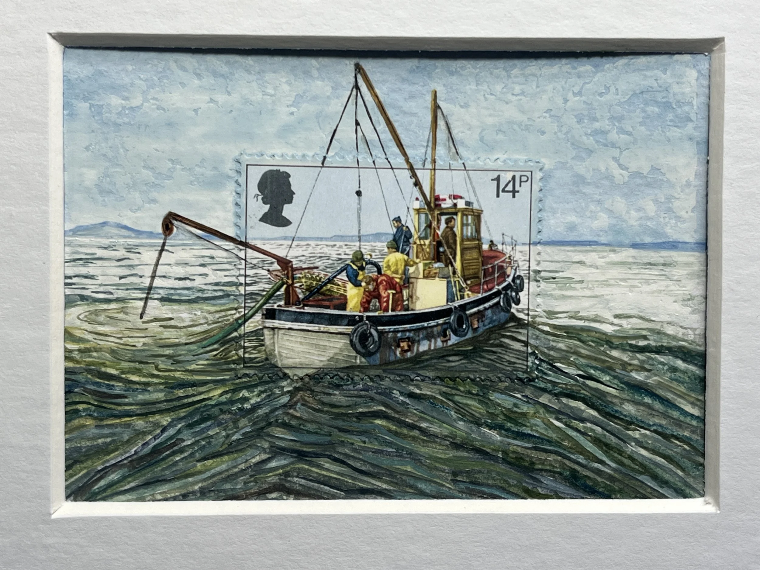 British Fishing Industry Trawler Postage Stamp Artwork