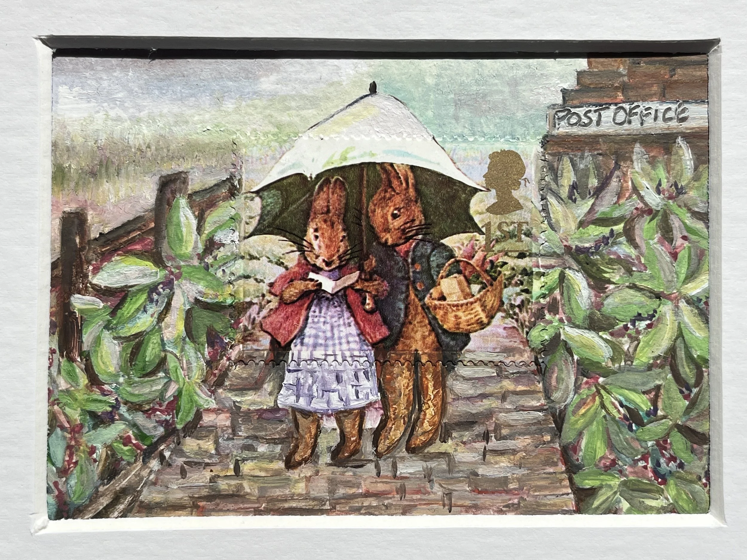 Peter Rabbit Umbrella Postage Stamp Art